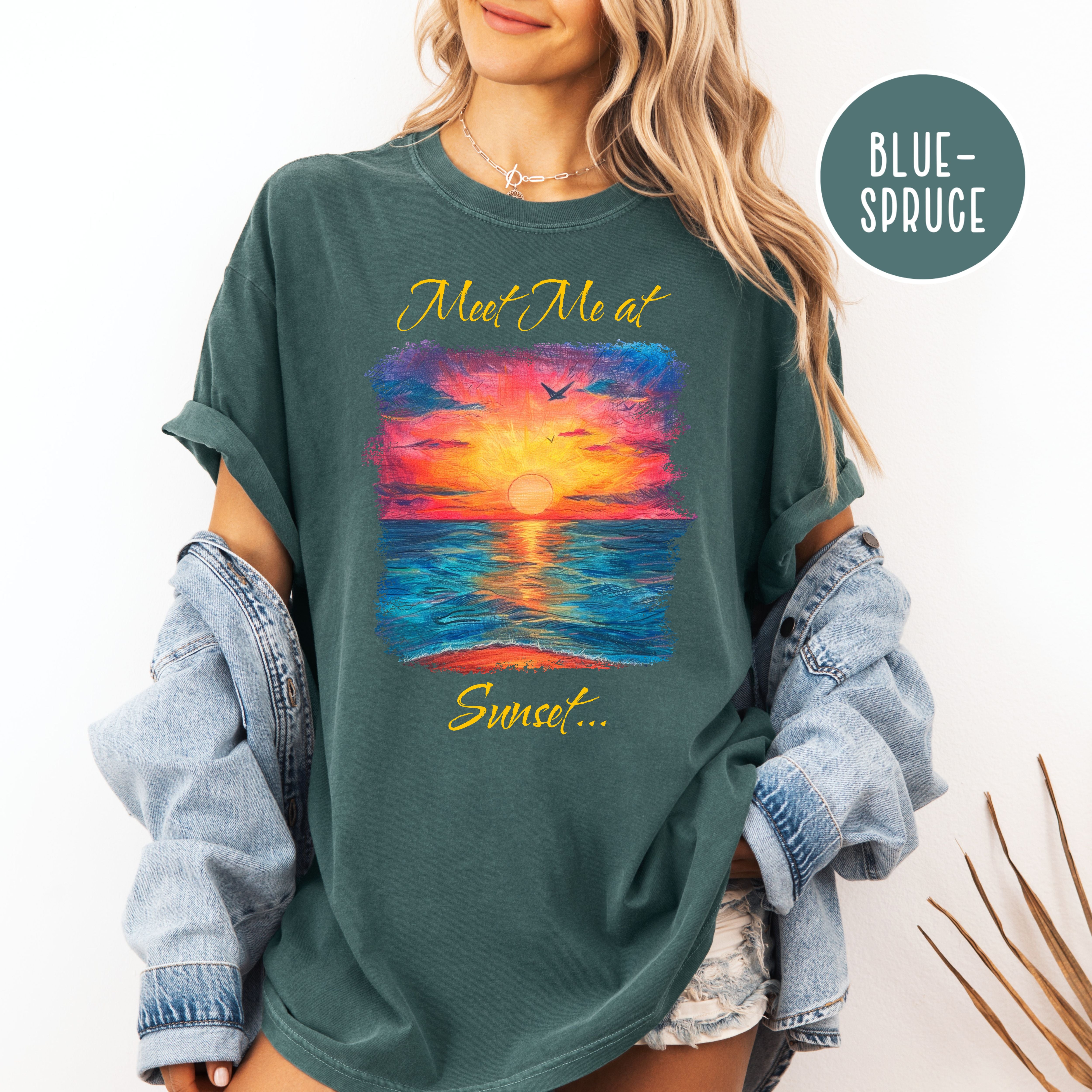 Meet Me At Sunset Comfort Colors Sunset Shirt, Sunset Over Ocean Painting, Chasing Sunsets, Sunset Lover Shirt, Art Lover Tee