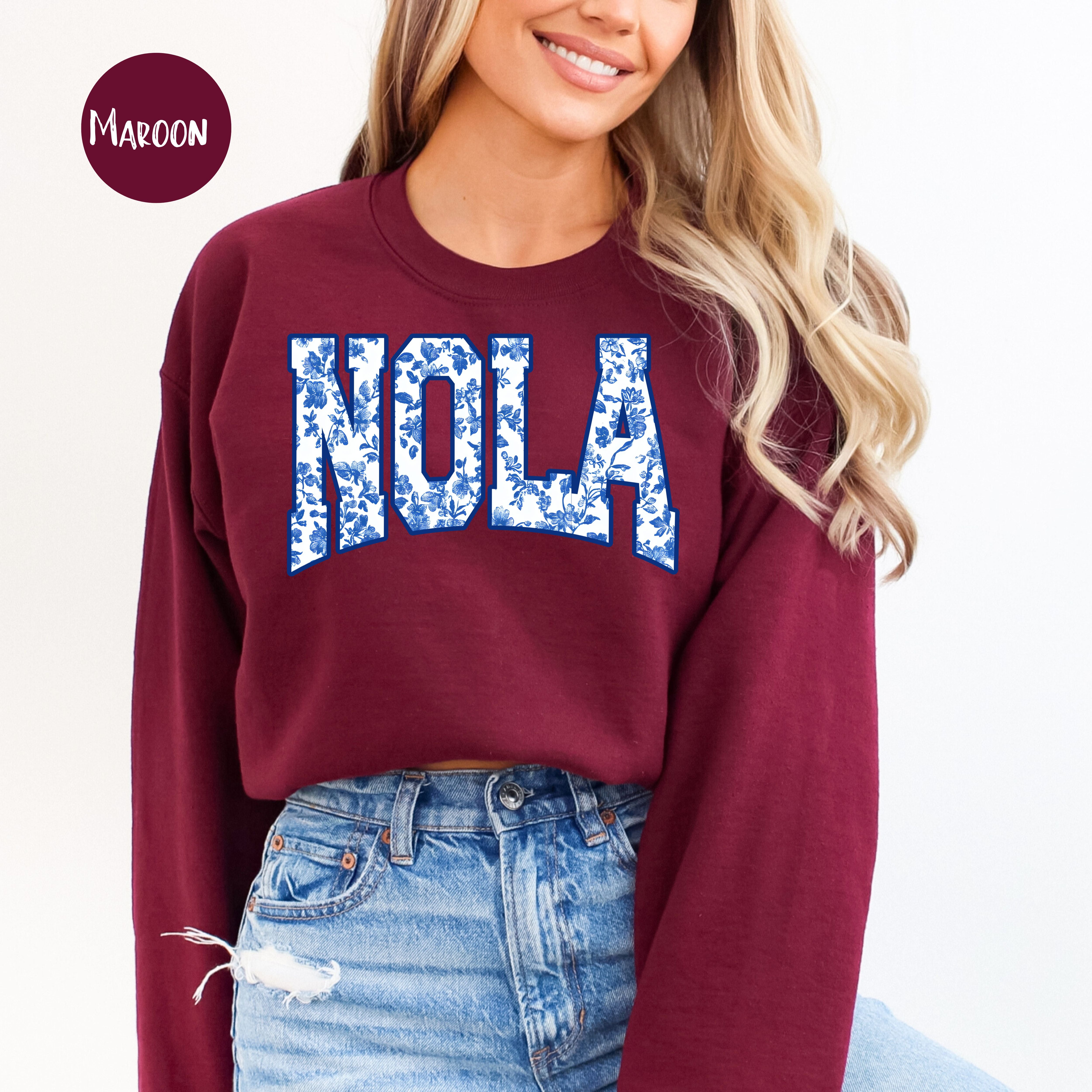 NOLA New Orleans Louisiana French Toile Sweatshirt