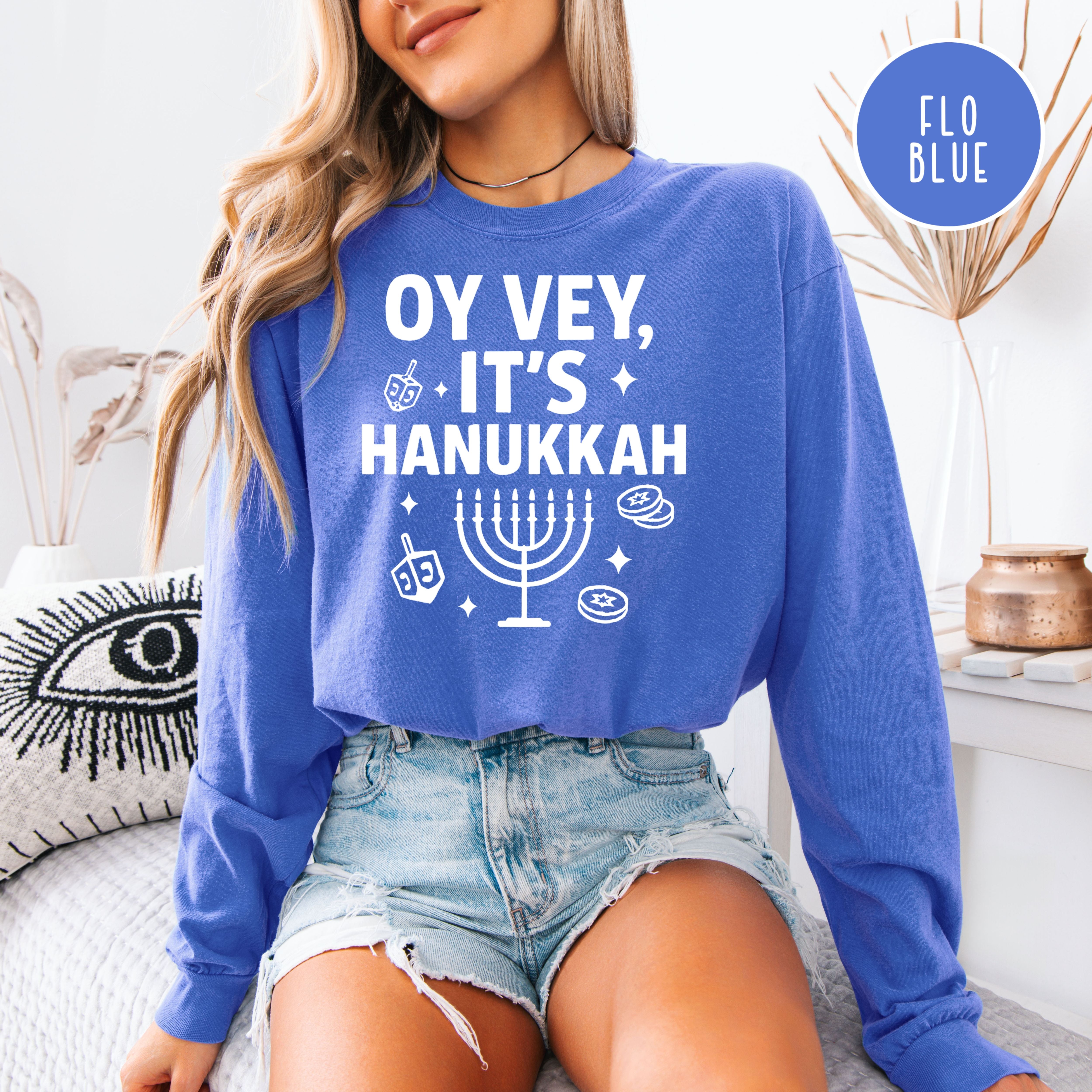 Oy Vey It's Hanukkah Comfort Colors Unisex Long Sleeve Tee