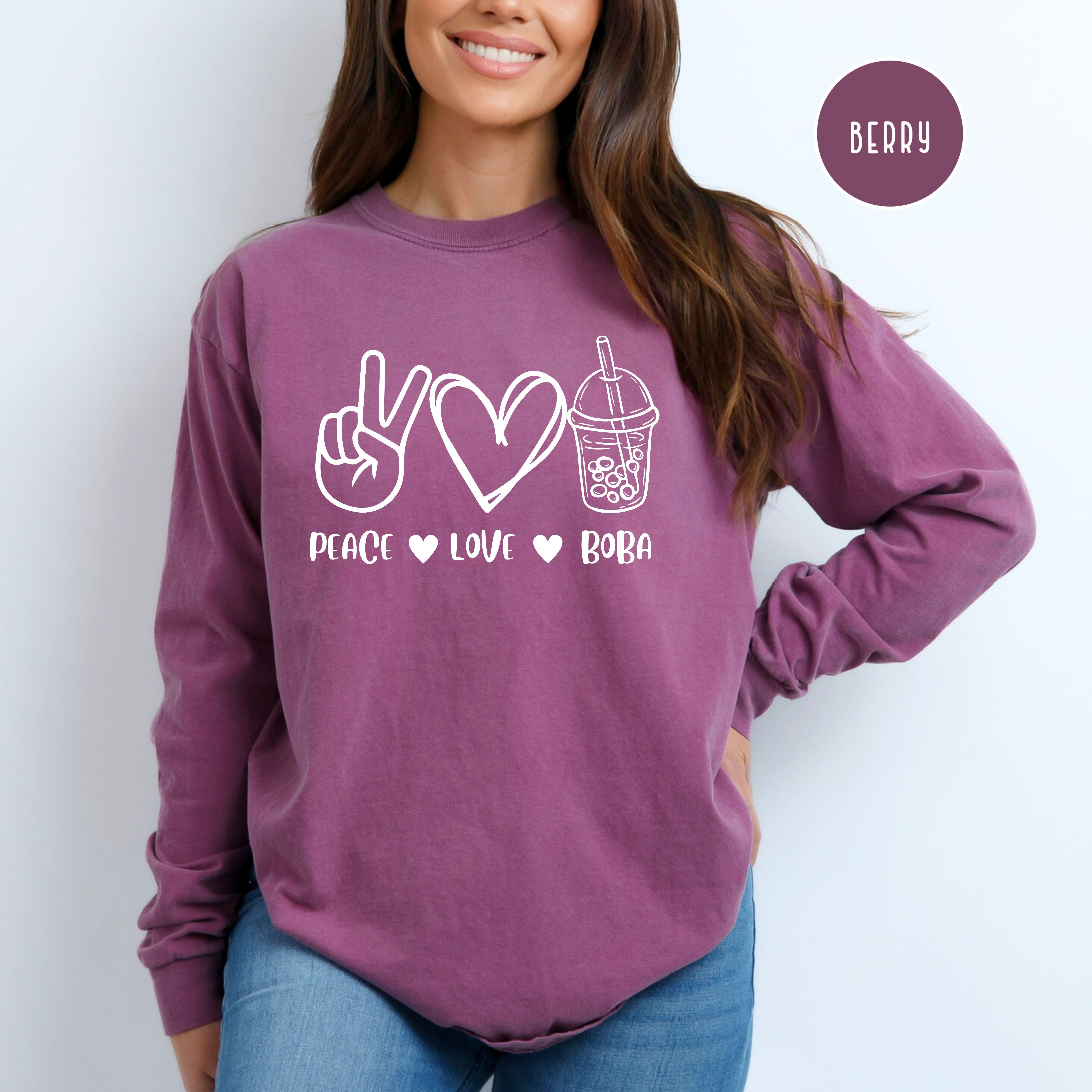 Peace Love Boba Comfort Colors® Long Sleeve Tee