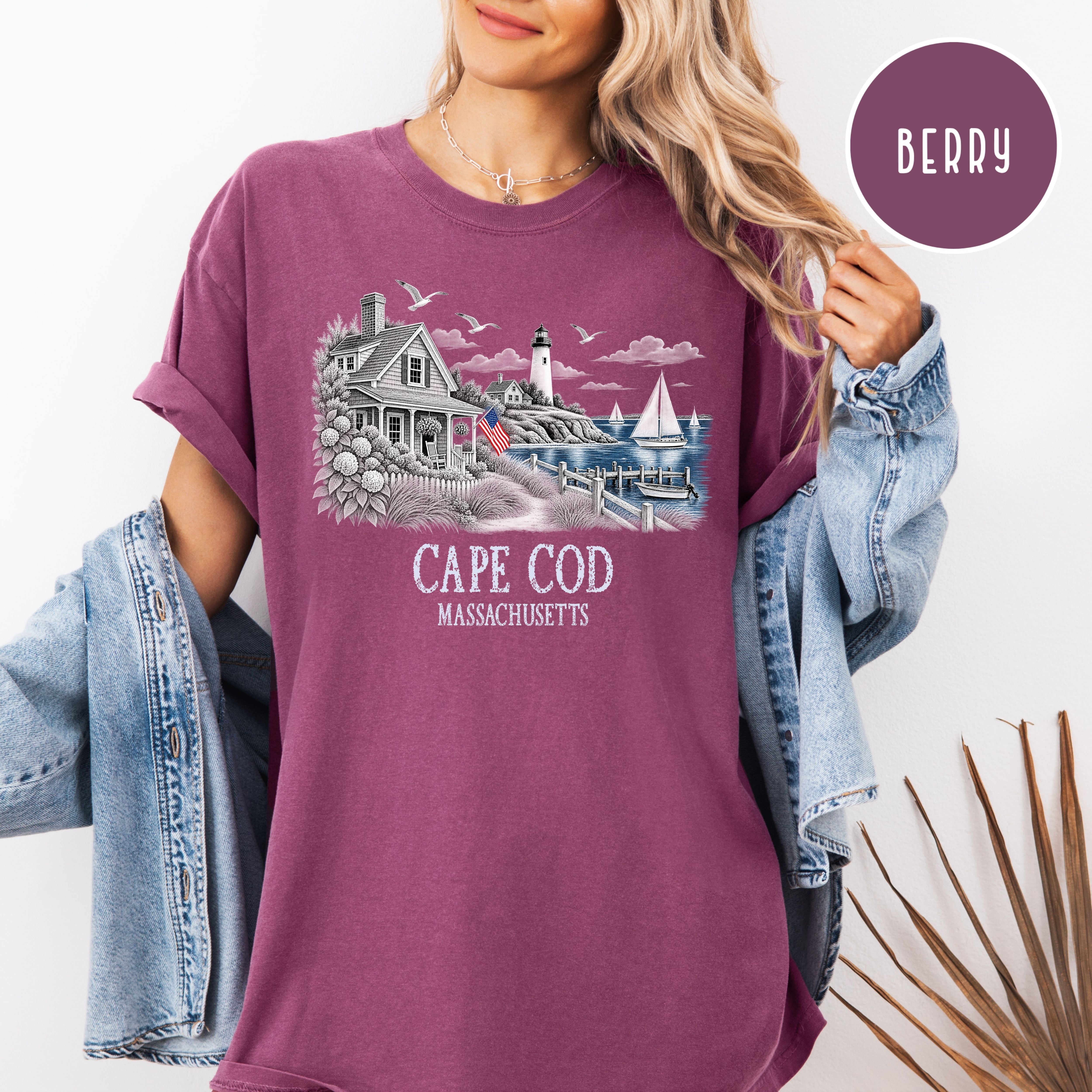 Cape Cod Massachusetts Comfort Colors T-Shirt, Cape Cod Vacation Gift, Cape Cod Shirt, Traveler Gift Shirt, Seaside Shirt, Ocean Lover Gift