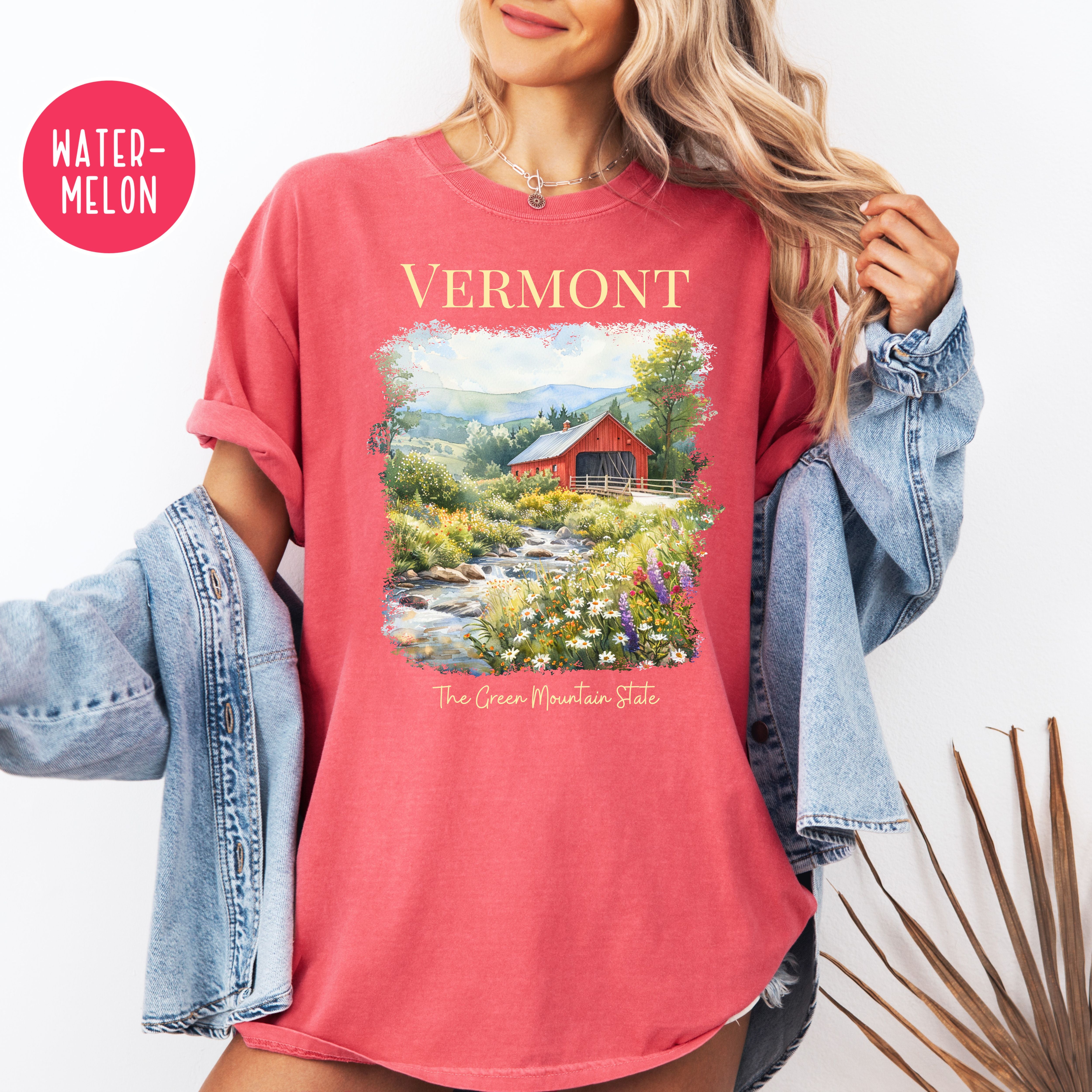 Vermont Covered Bridge Comfort Colors Travel T-Shirt, Vermont Gift Shirt, Vermont Vacation Tee, The Green State Shirt, Vermont Summer Shirt