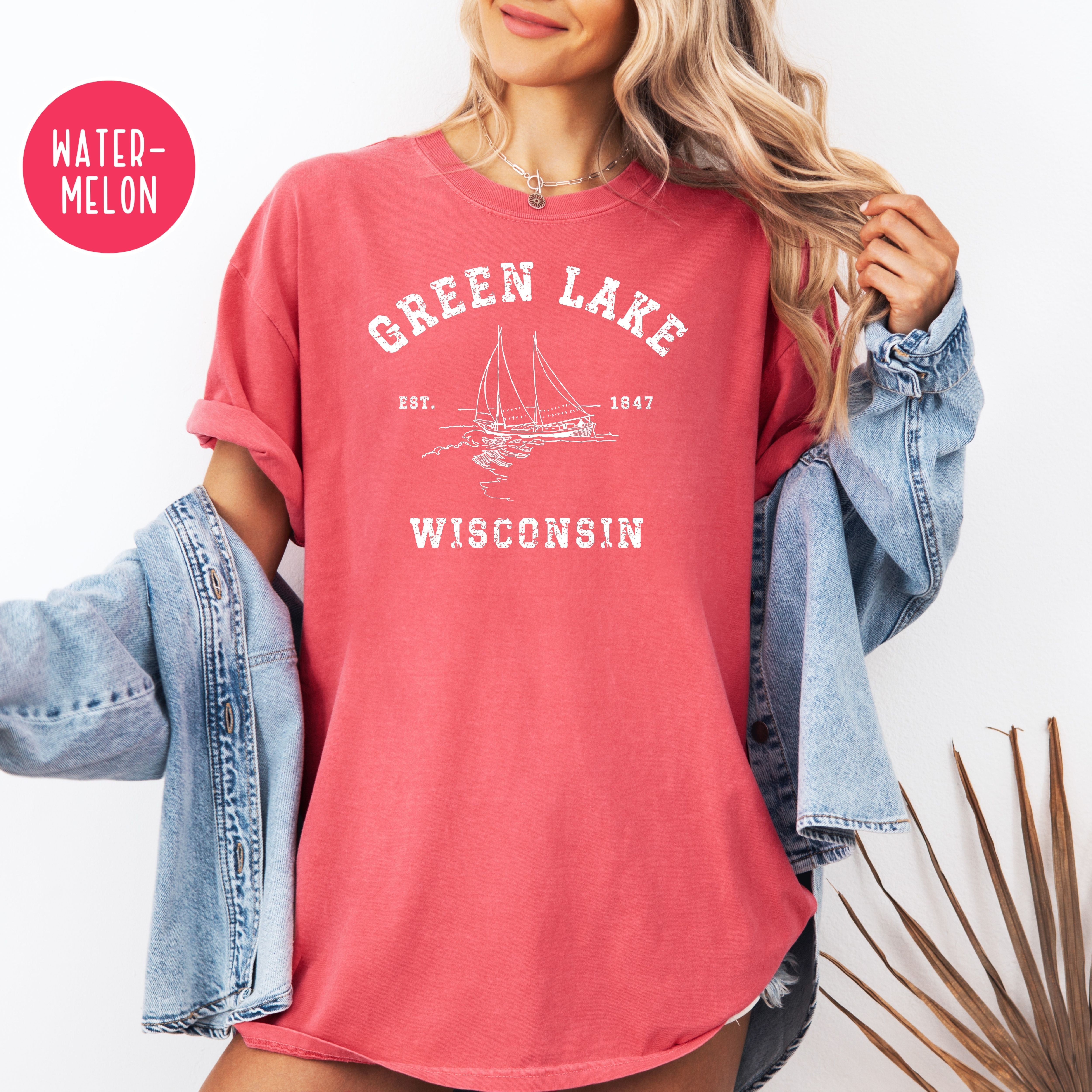 Green Lake Wisconsin Unisex Comfort Colors Camping T-Shirt, Green Lake Wisconsin Vacation Gift Shirt, Green Lake Tee, Wisconsin Tee Shirt