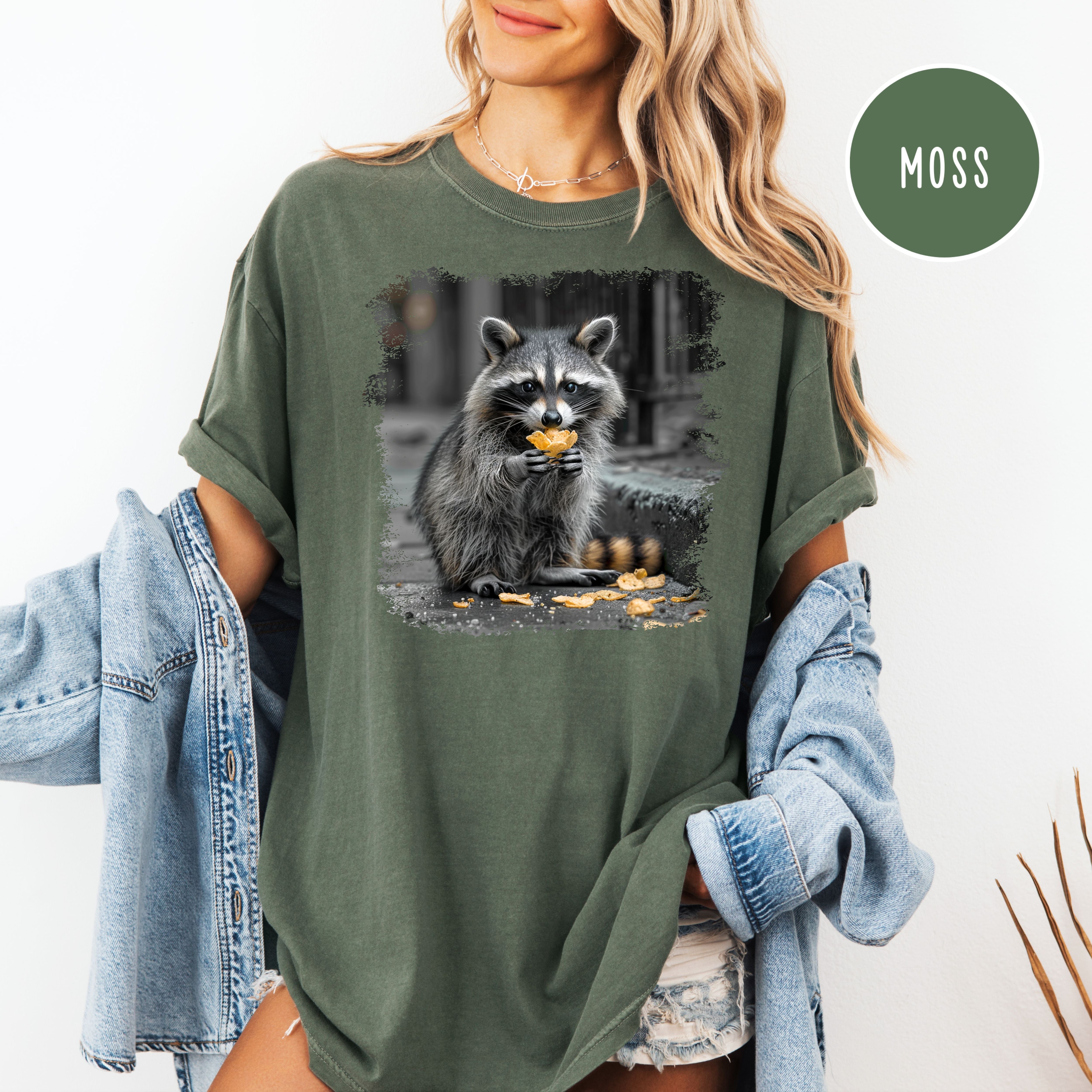Funny Animal Meme Comfort Colors T-Shirt, Raccoon Eating Chips Shirt, Raccoon Lover Tee Shirt, Funny Animal Lover Shirt