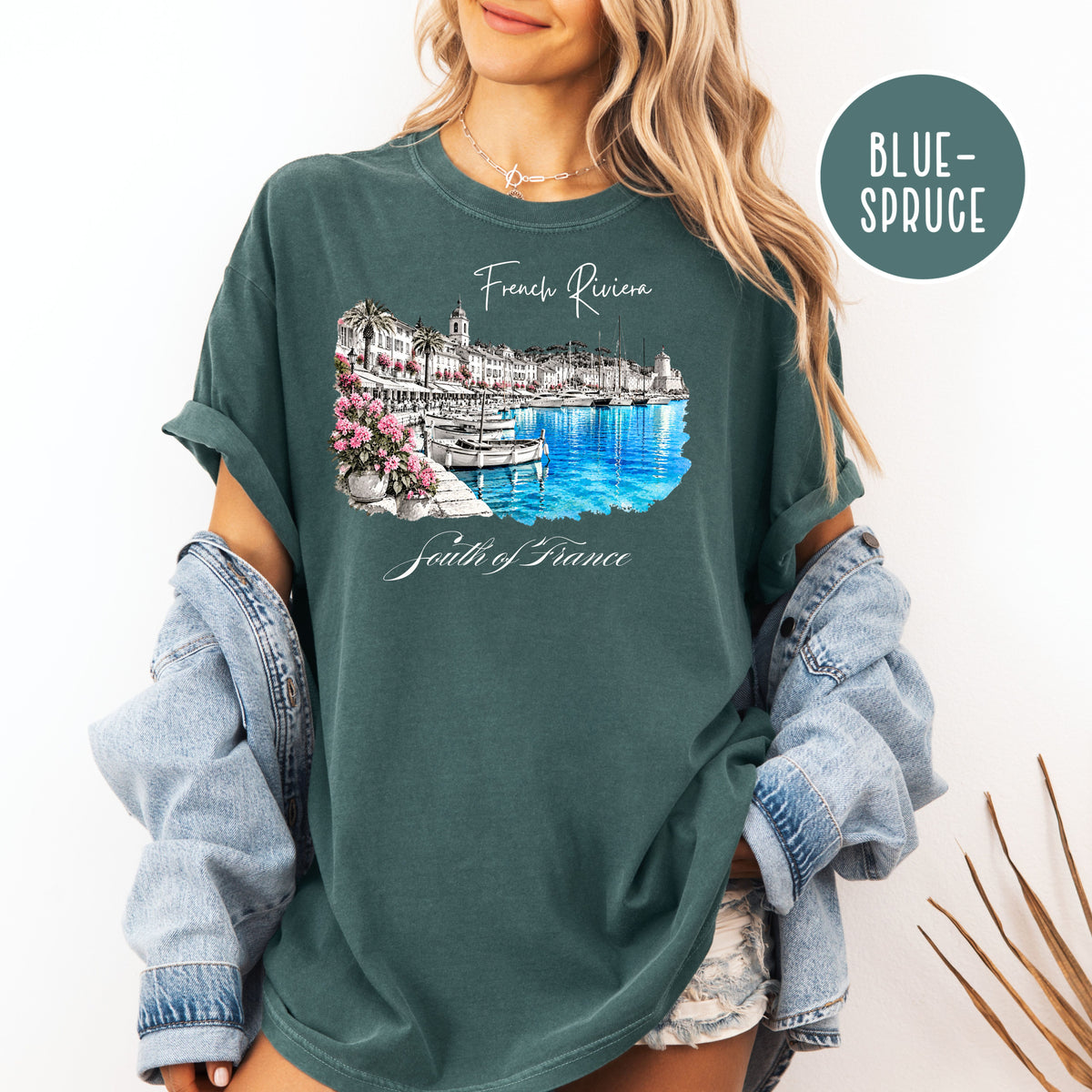 French Riviera Comfort Colors T-Shirt, South of France Vacation Gift Shirt, Mediterranean Coast Shirt, Cote d'Azur Gift, France Travel Shirt