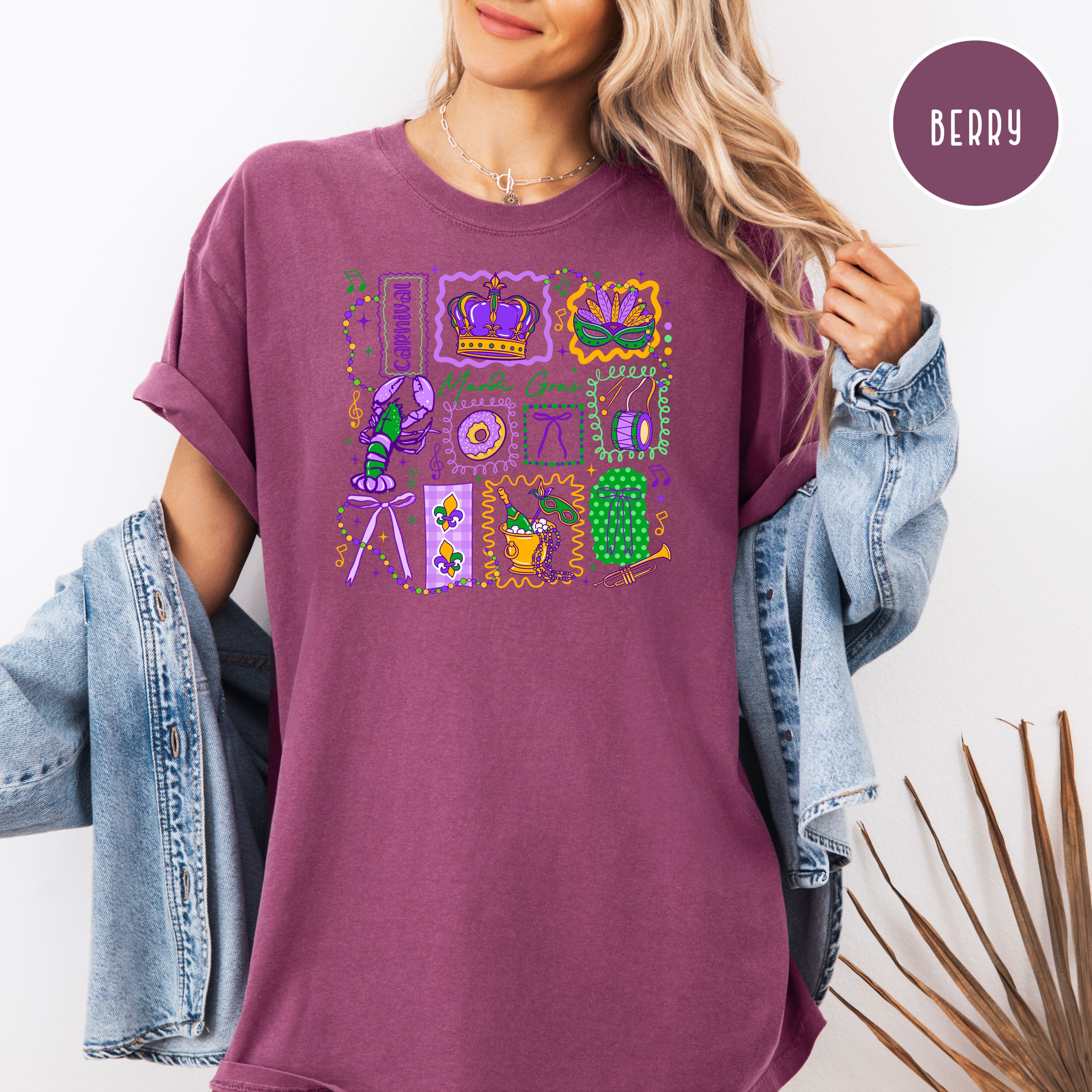 Festive Mardi Gras Comfort Colors T-Shirt, New Orleans Travel Shirt