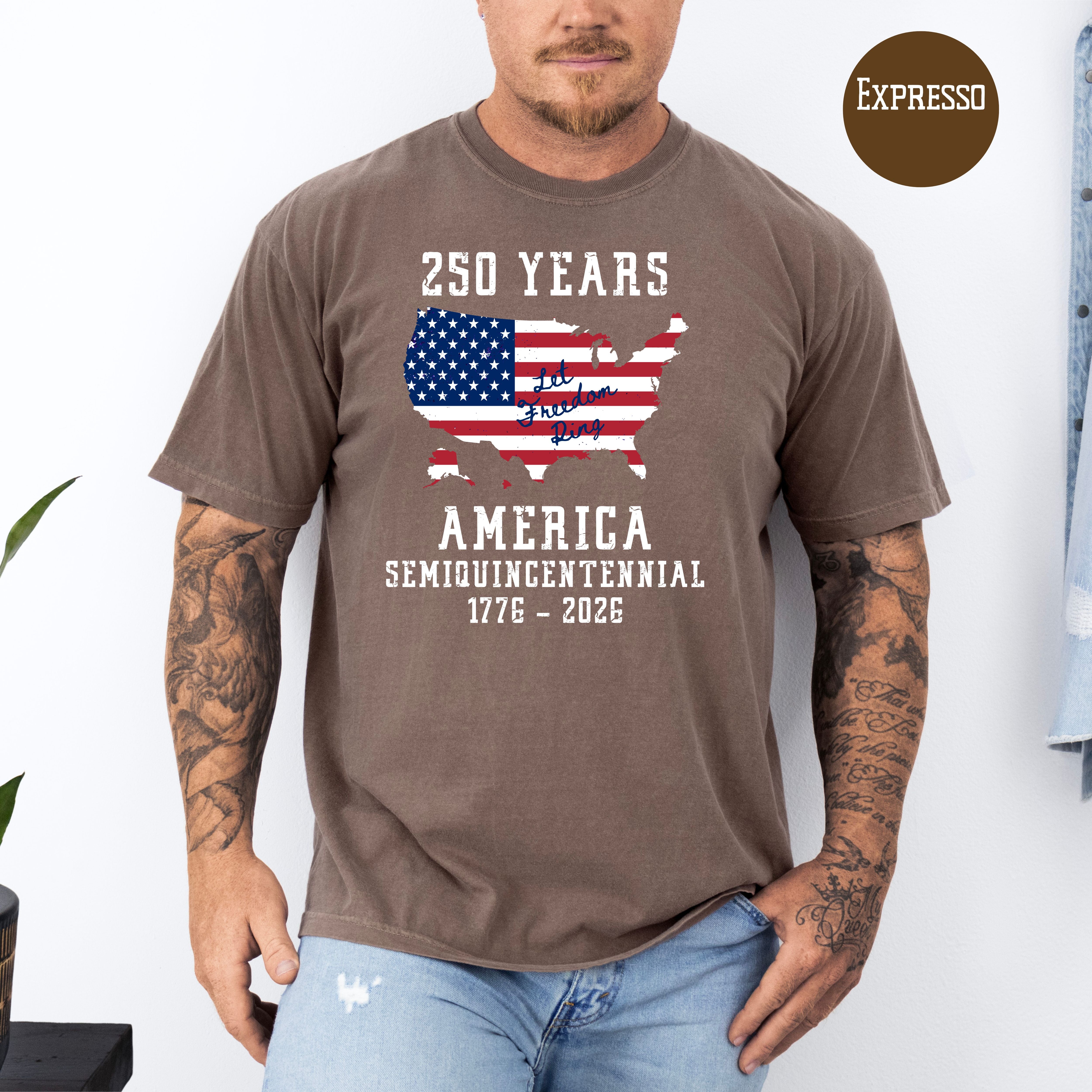 Patriotic American Flag 4th of July Semiquincentennial Comfort Colors T-Shirt, Let Freedom Ring Shirt
