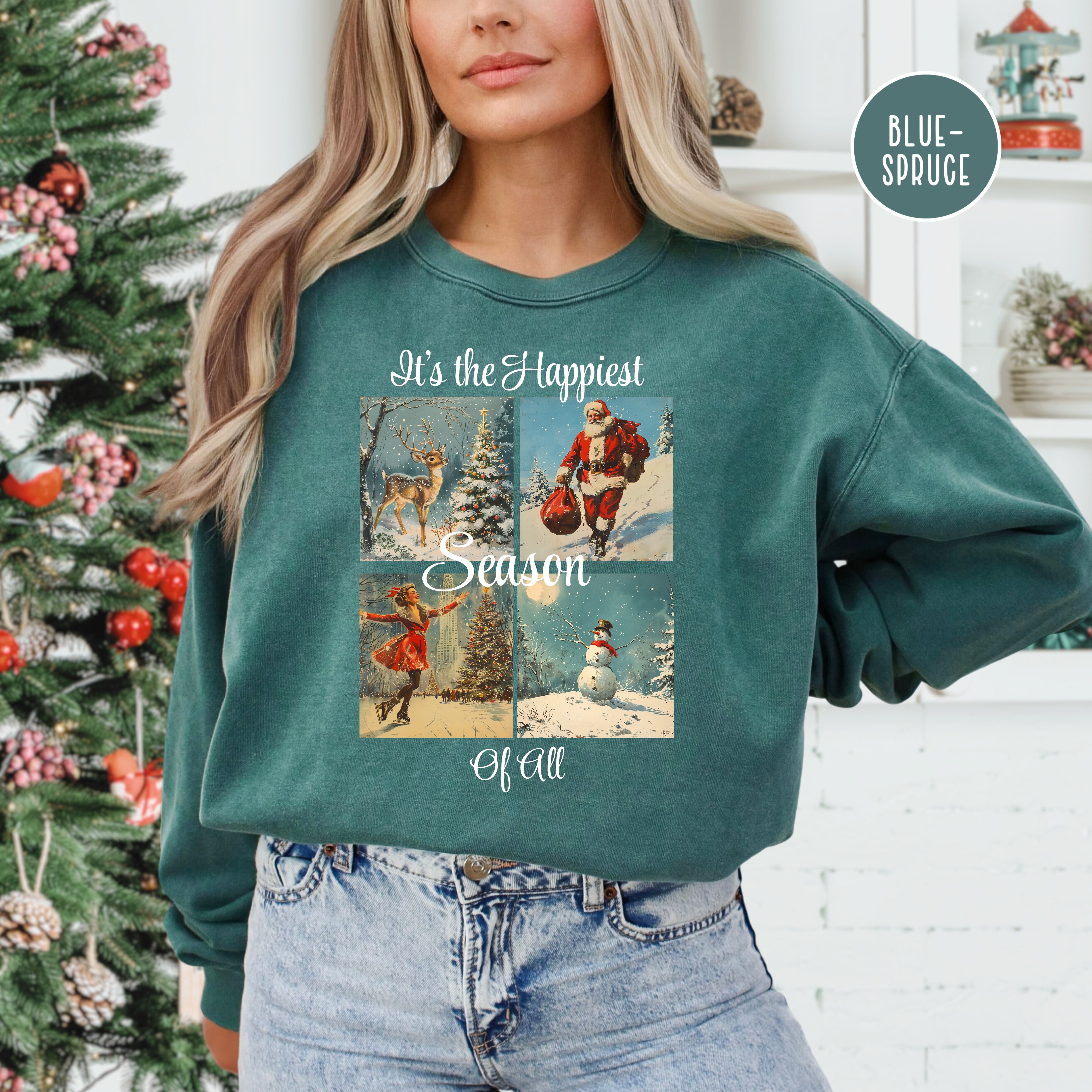 Vintage Christmas, Happiest Season of All Comfort Colors® Sweatshirt