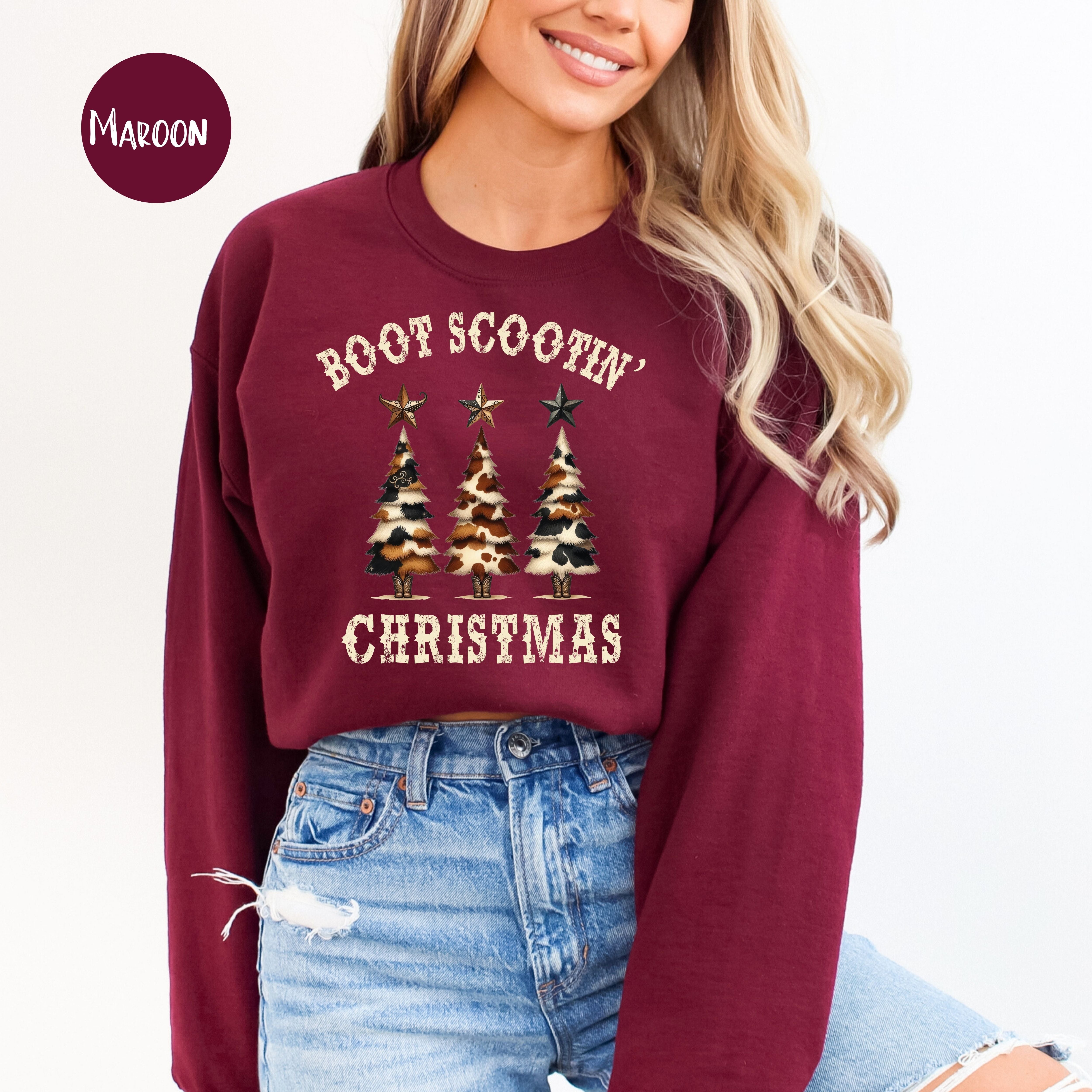 Boot Scootin' Christmas Cowboy Themed Sweatshirt