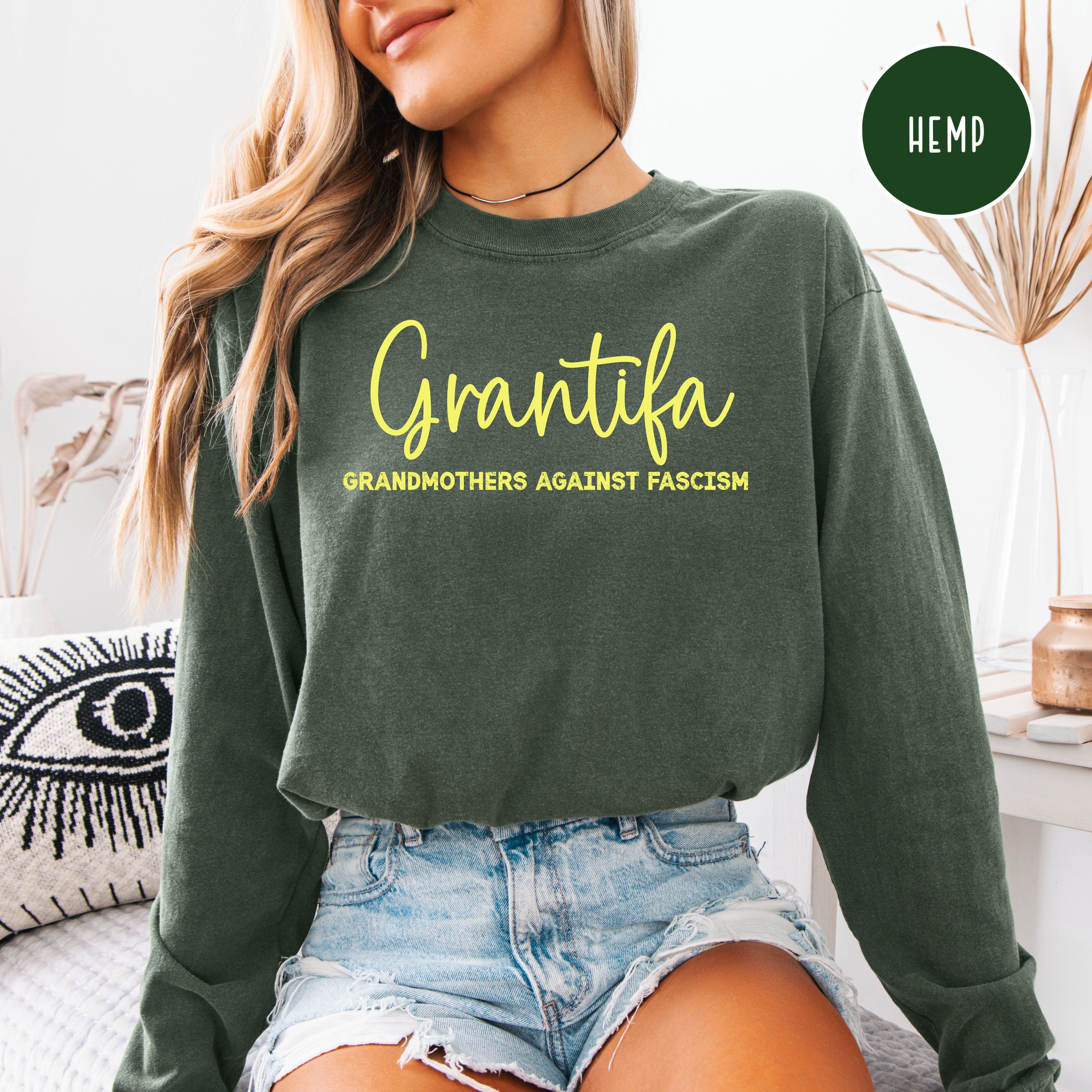 Grantifa Grandmothers Against Fascism Long Sleeve Comfort Colors Tee