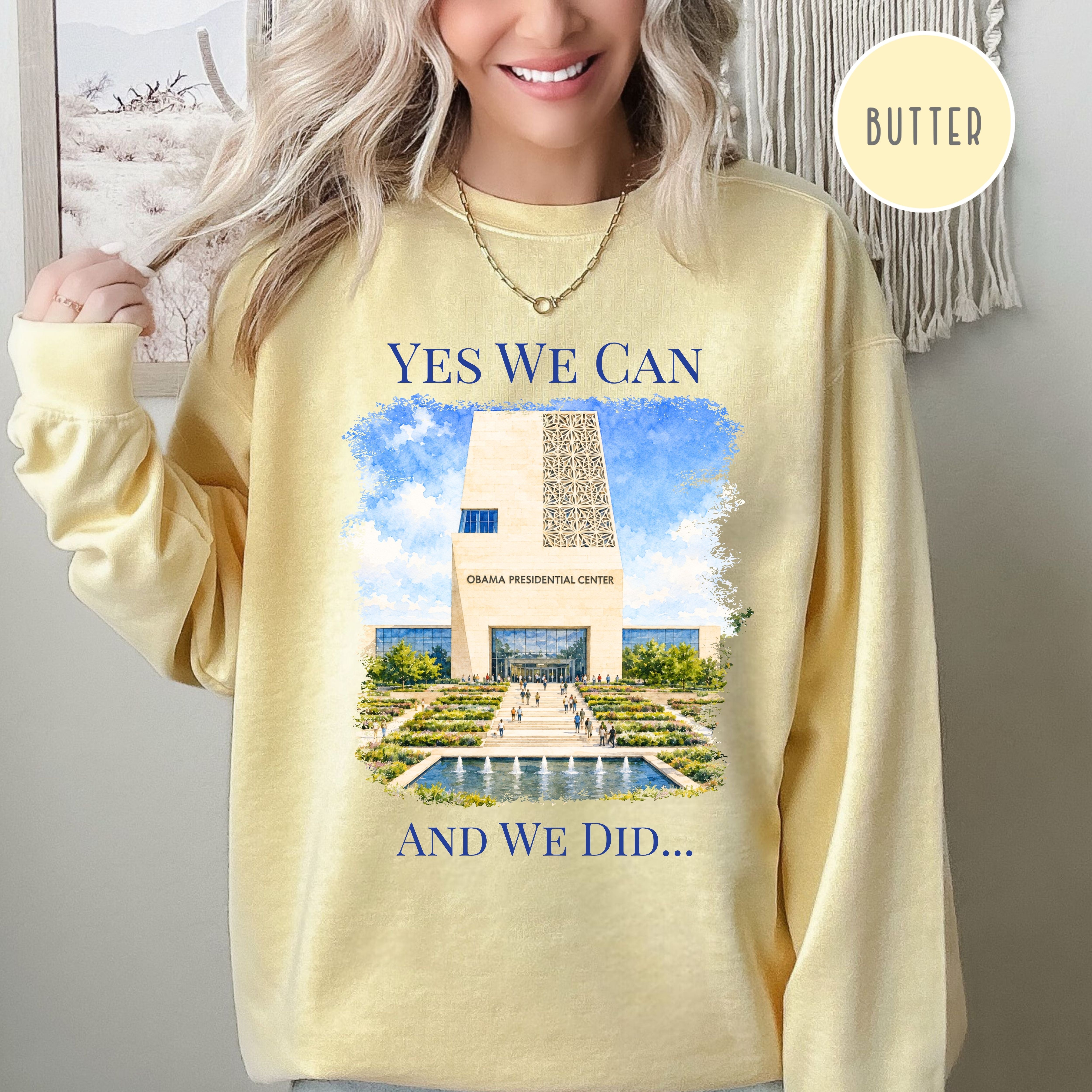 Obama Presidential Center Unisex Comfort Colors Sweatshirt, President Obama Gift Shirt, Obama Memorabilia, Yes We Can Shirt, Political Gift