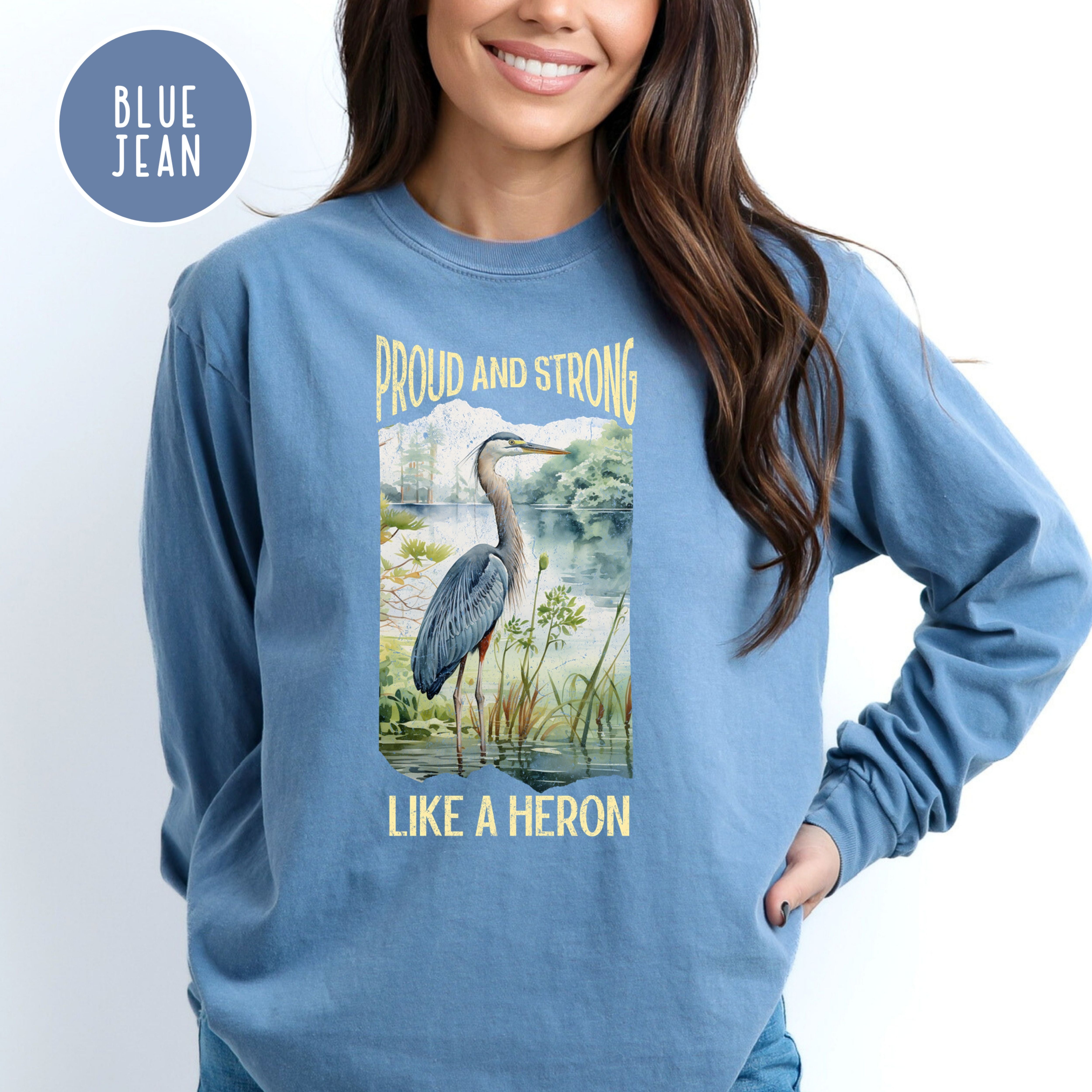 Heron Bird Grunge Comfort Colors® Long Sleeve Tee