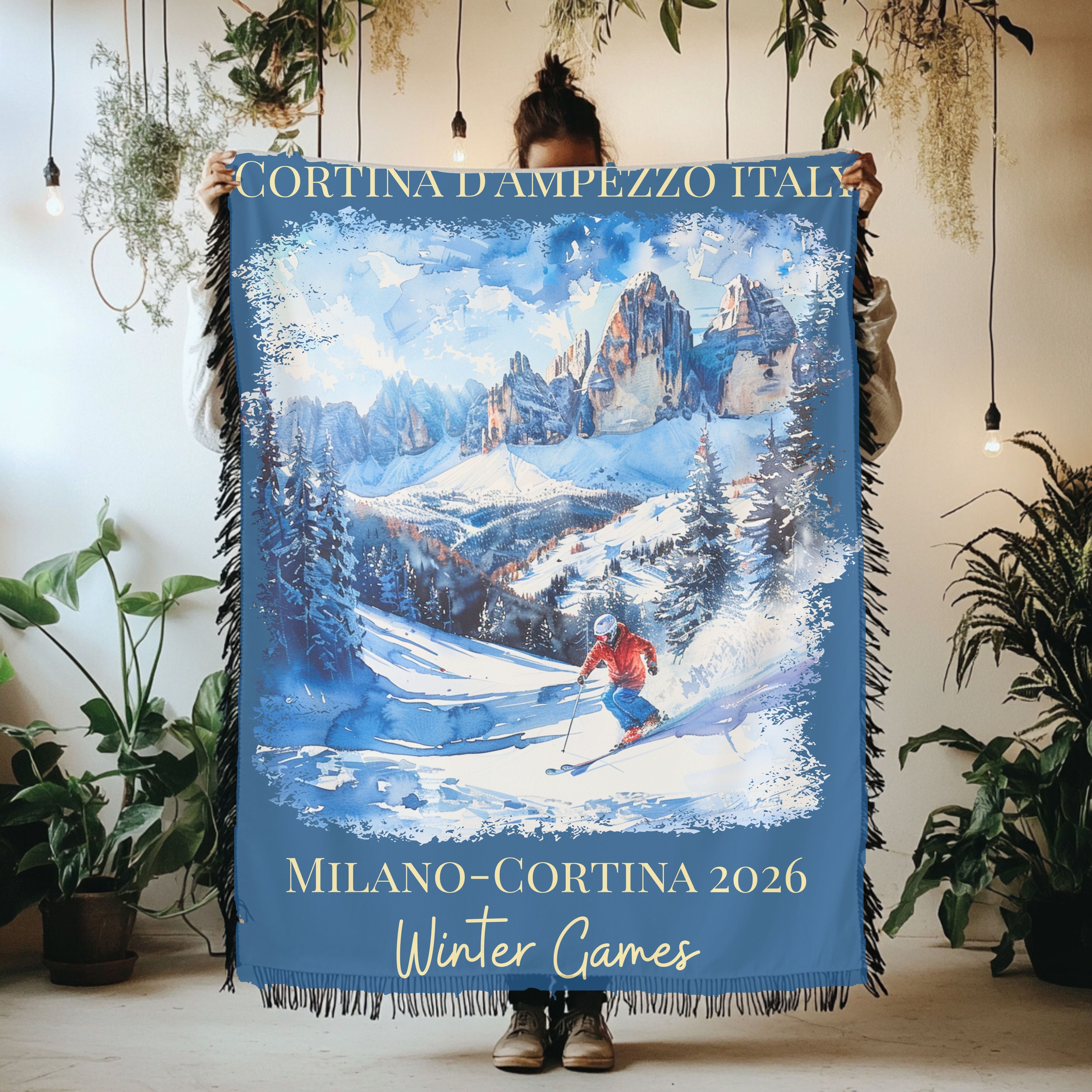 Milano Cortina Italy 2026 Winter Games Woven Throw Blanket