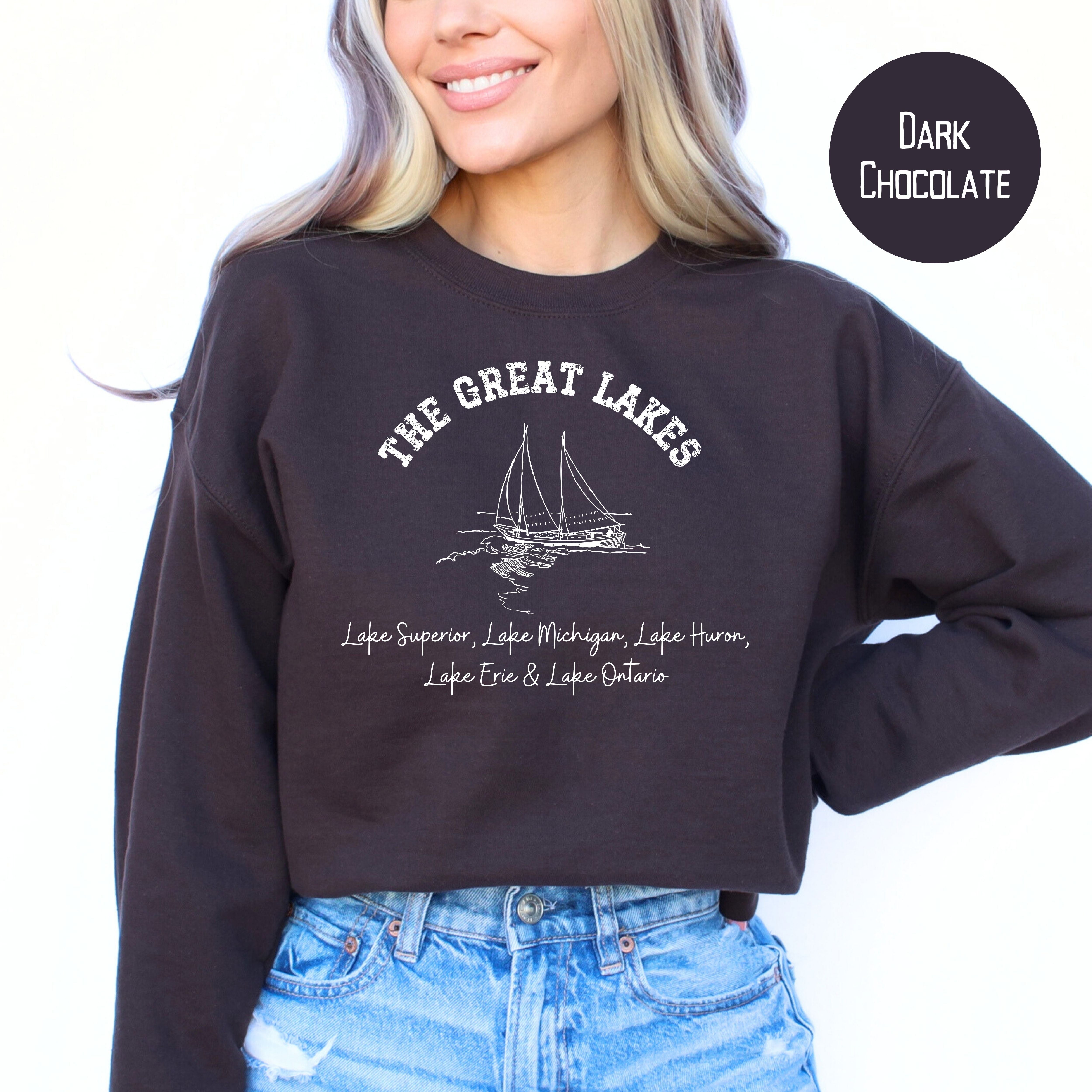 Great Lakes Grunge Style Sweatshirt, Upper Peninsula Michigan