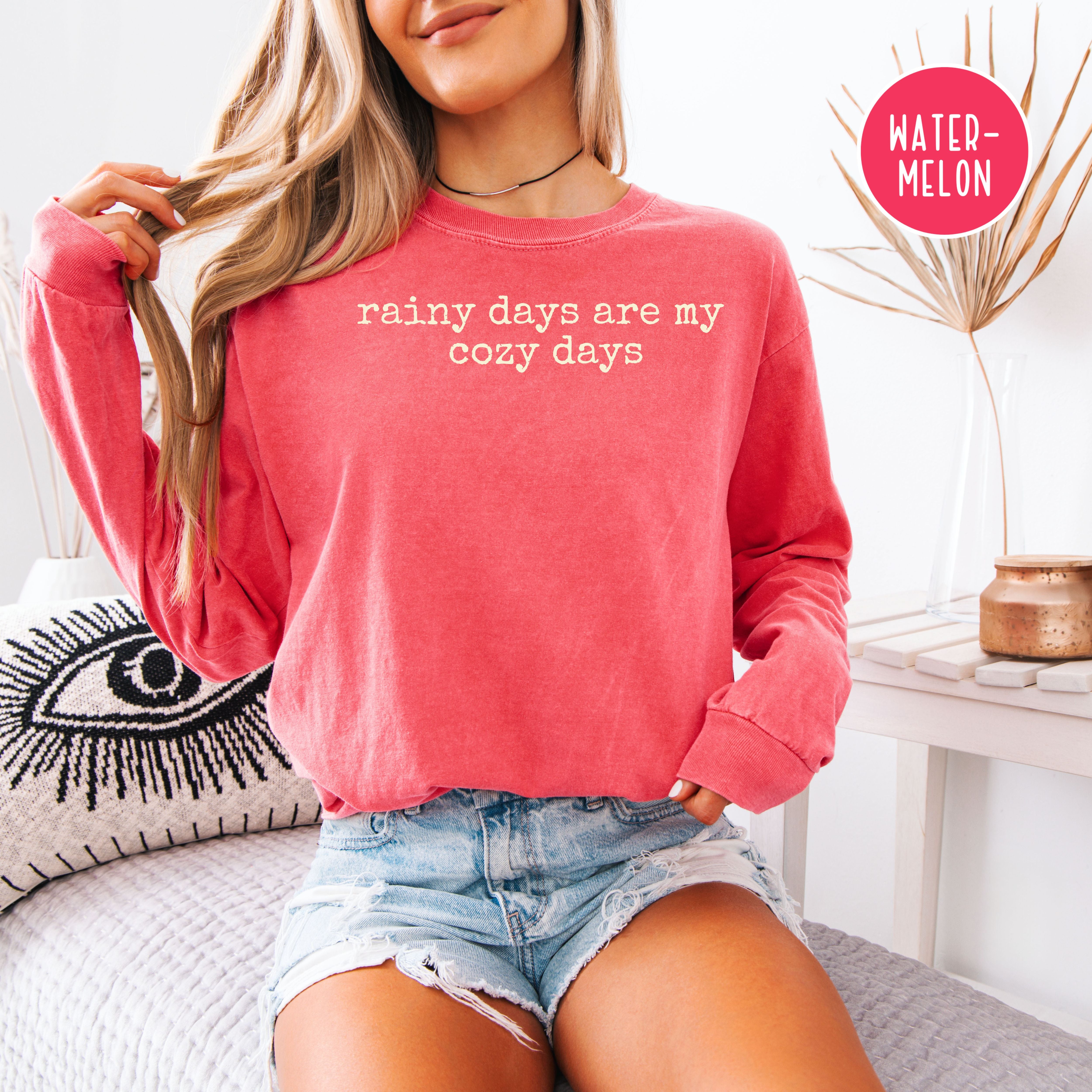 Rainy Days Are My Cozy Days Unisex Long Sleeve Comfort Colors T-Shirt, I Love Rainy Days Shirt