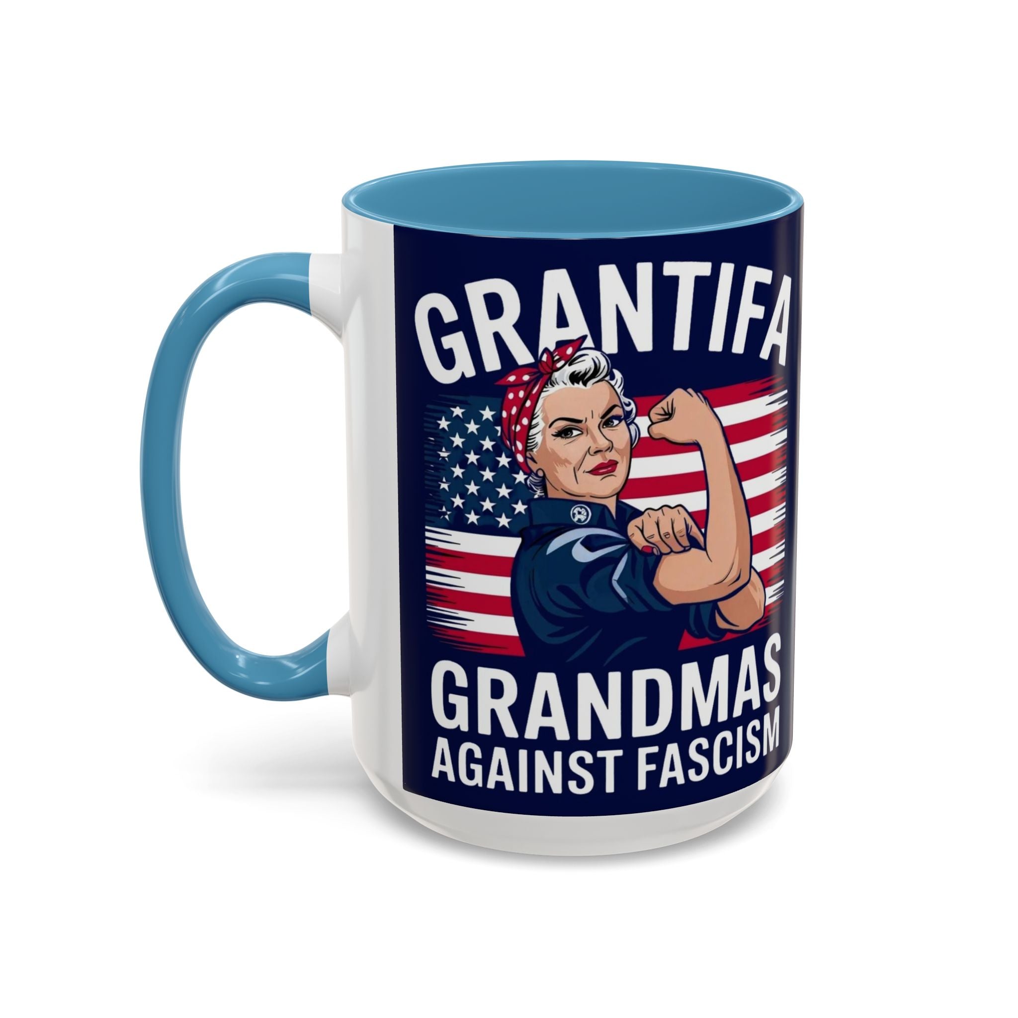 Grantifa Grandmas Against Fascism 15oz Ceramic 2-Tone Mug Dishwasher & Microwave Safe