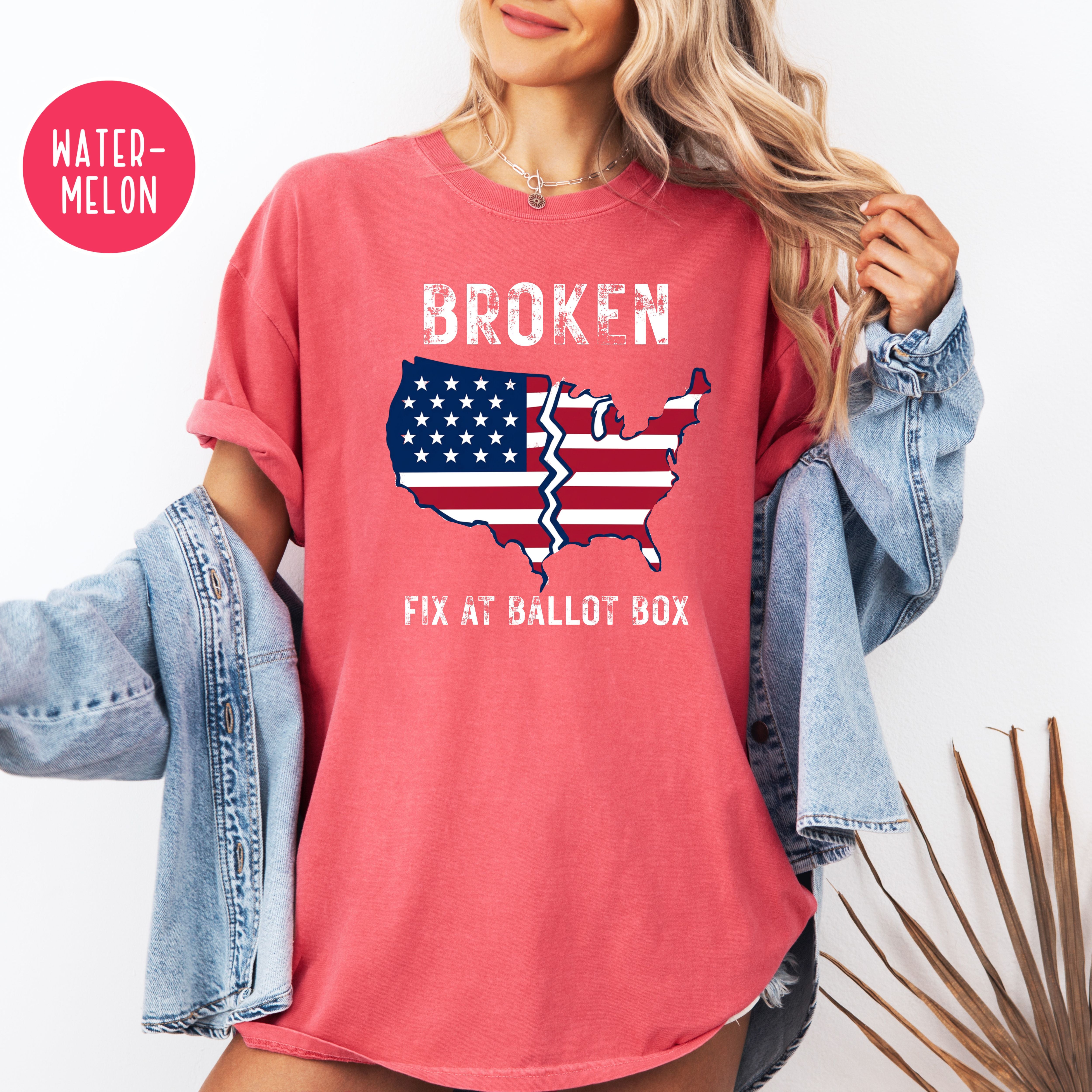 America is Broken Fix at Ballot Unisex Comfort Colors T-Shirt, Voting Tee Shirt, Election Tee Shirt, Politics Shirt, Protest Shirt