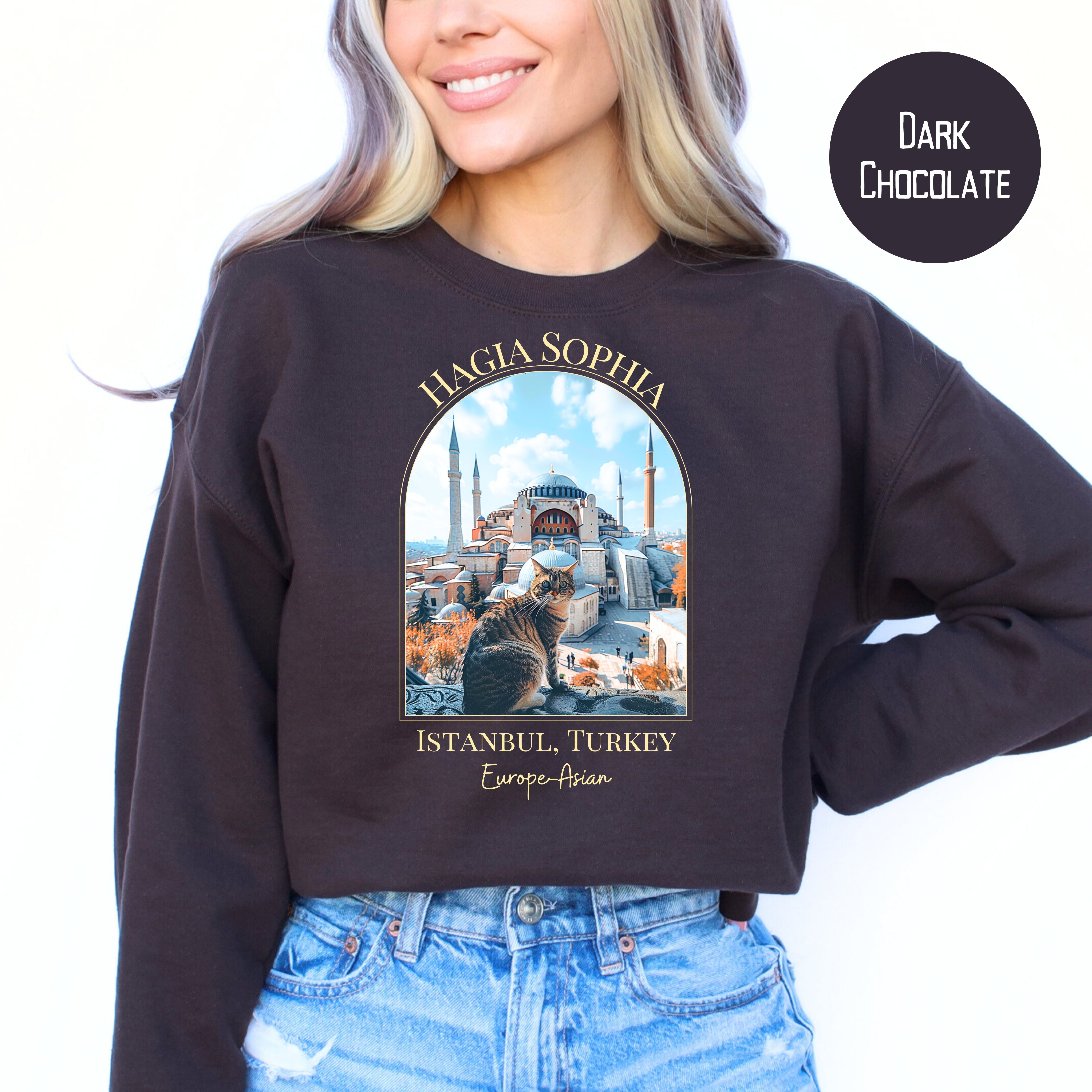 Istanbul Turkey Hagia Sophia Cat Sweatshirt