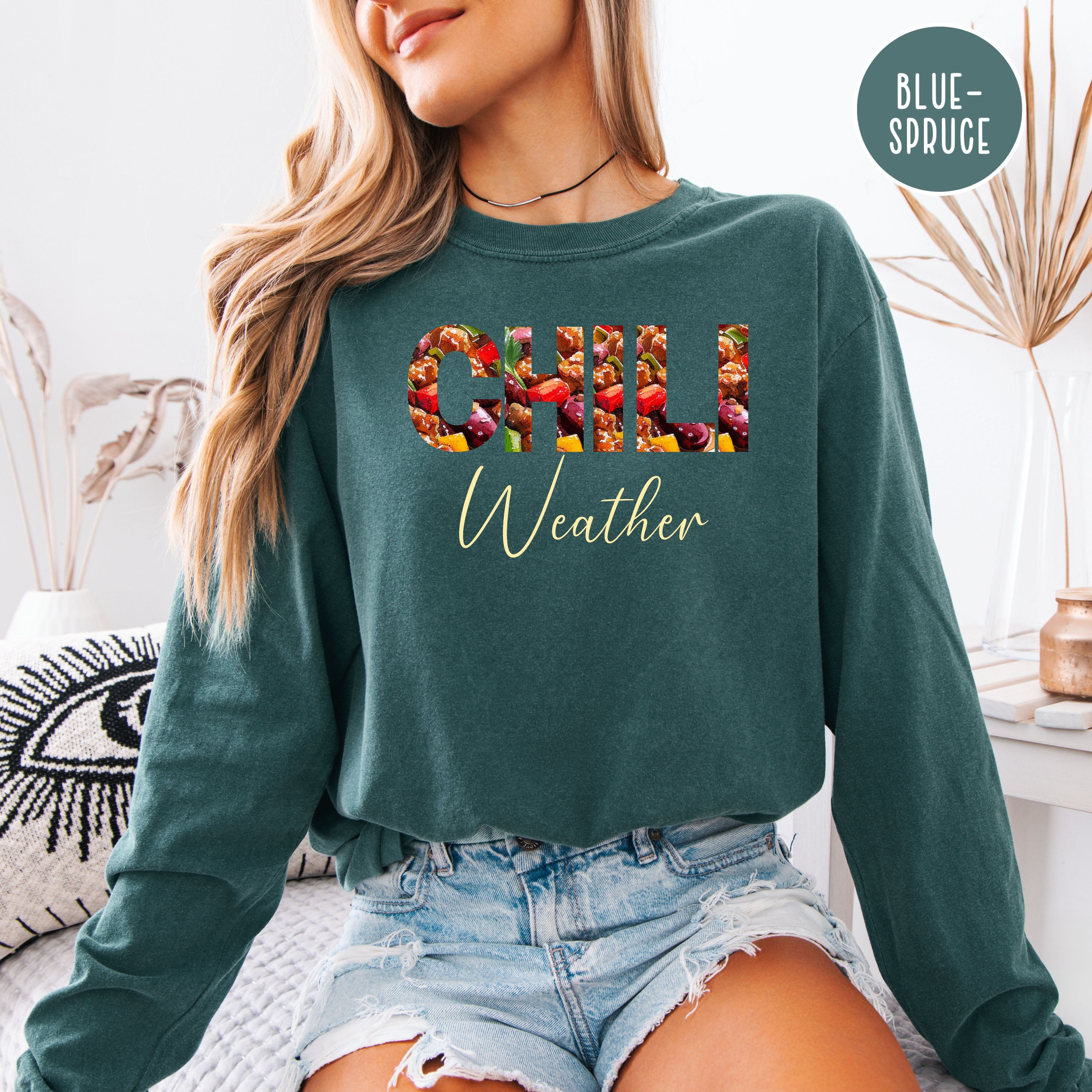 Chili Weather Comfort Colors Long Sleeve Cozy Tee Shirt Gift for Chili Lovers