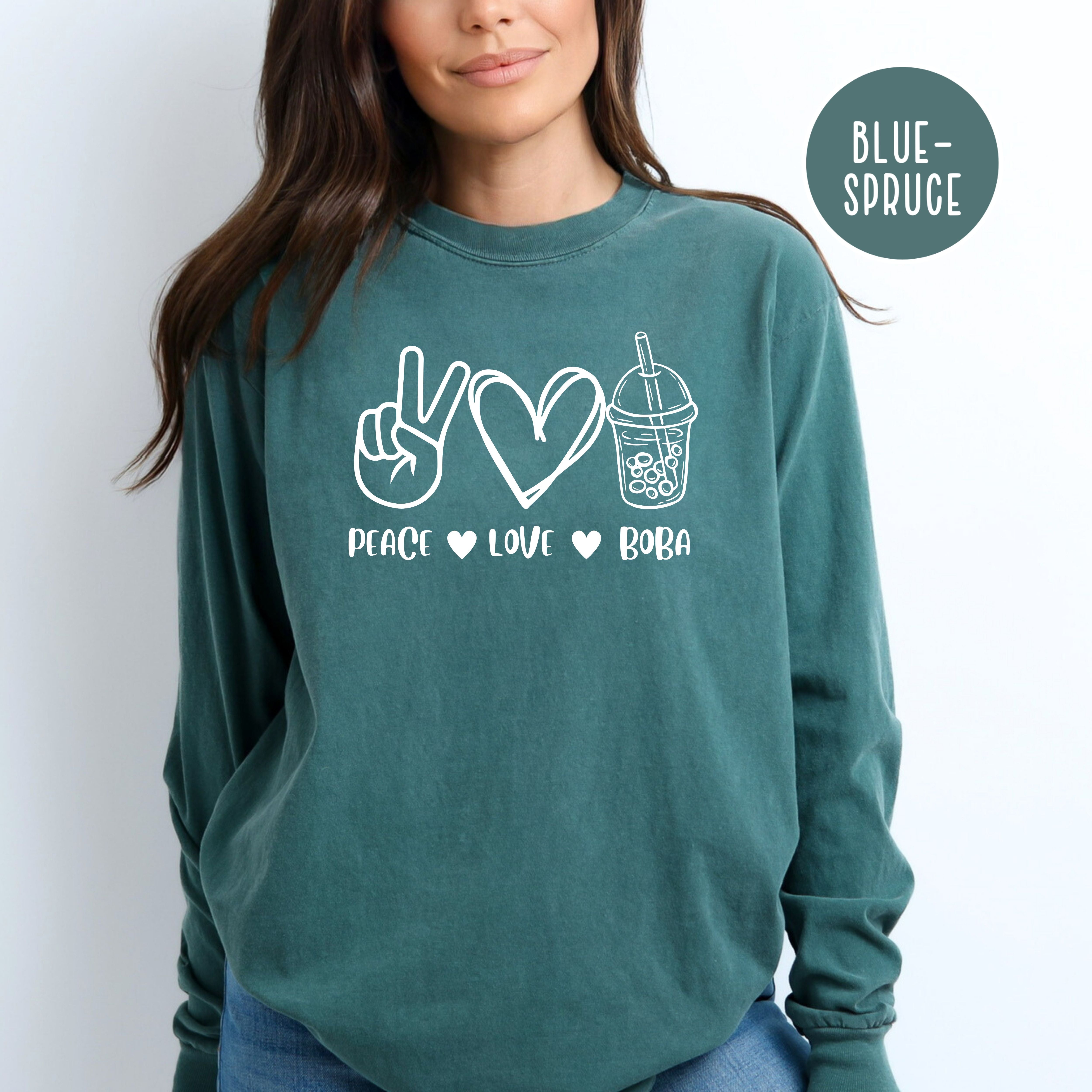 Peace Love Boba Comfort Colors® Long Sleeve Tee