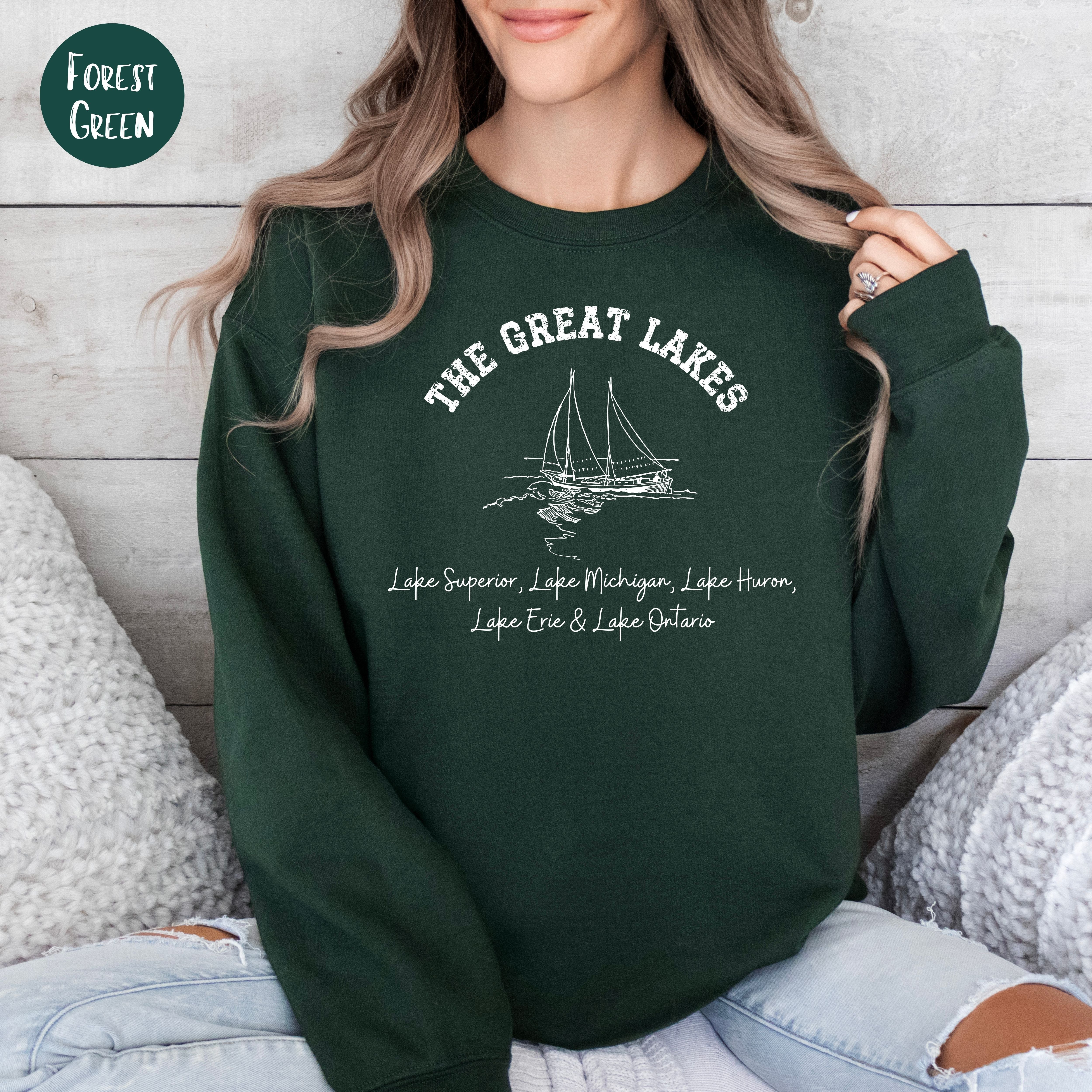 Great Lakes Grunge Style Sweatshirt, Upper Peninsula Michigan