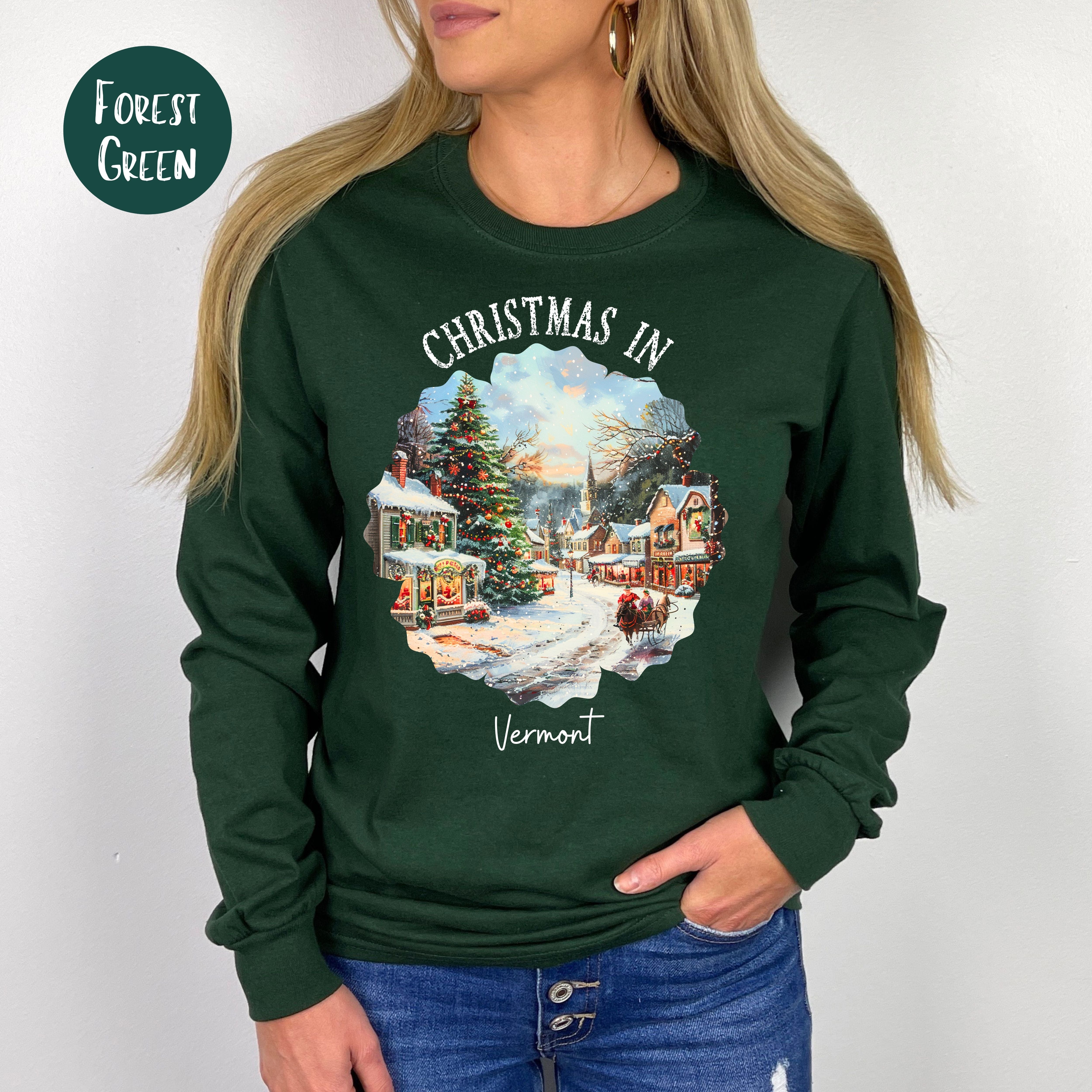 Christmas in Vermont Adult Unisex Long Sleeve Tee