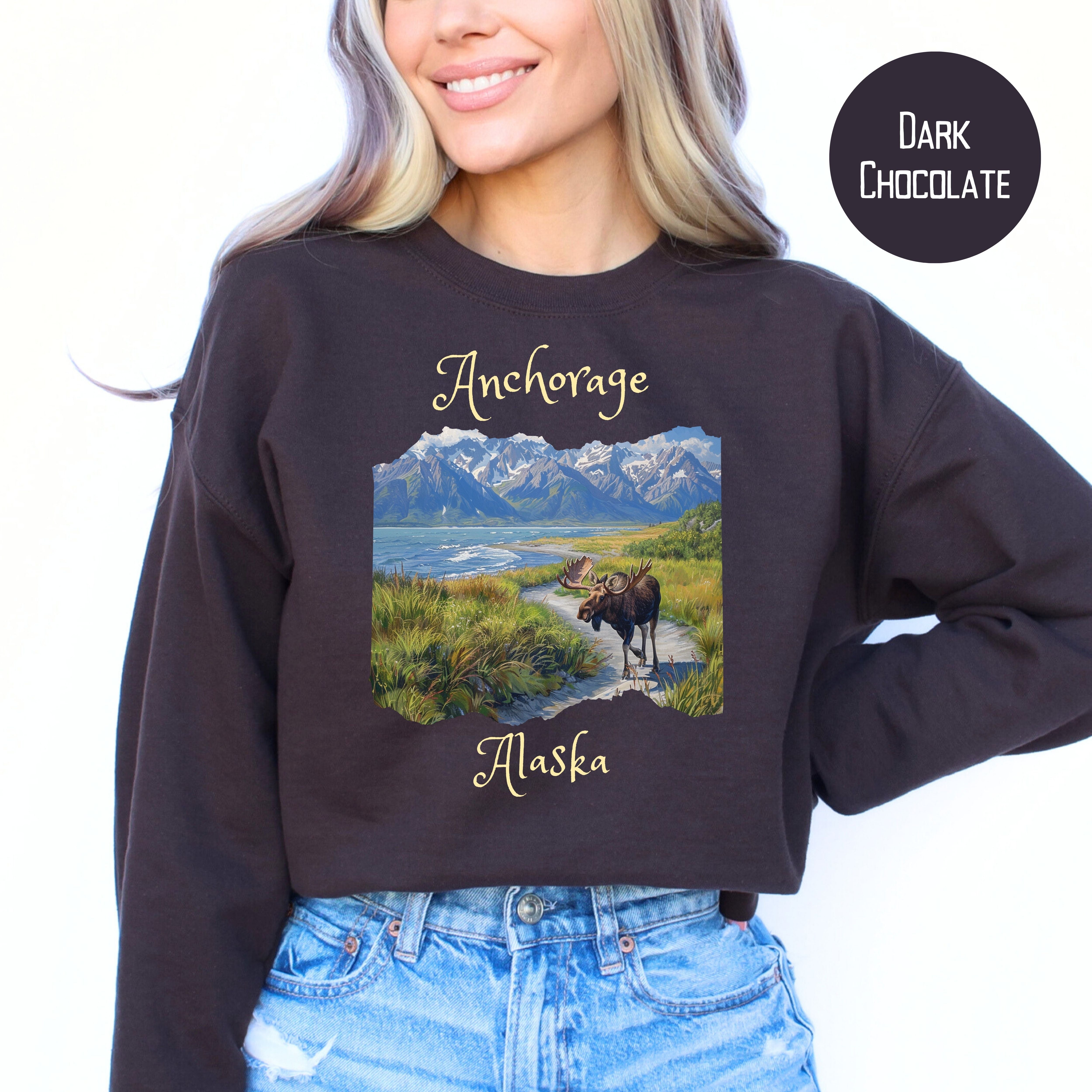 Anchorage Alaska Moose at Tony Knowles Coastal Trail Sweatshirt