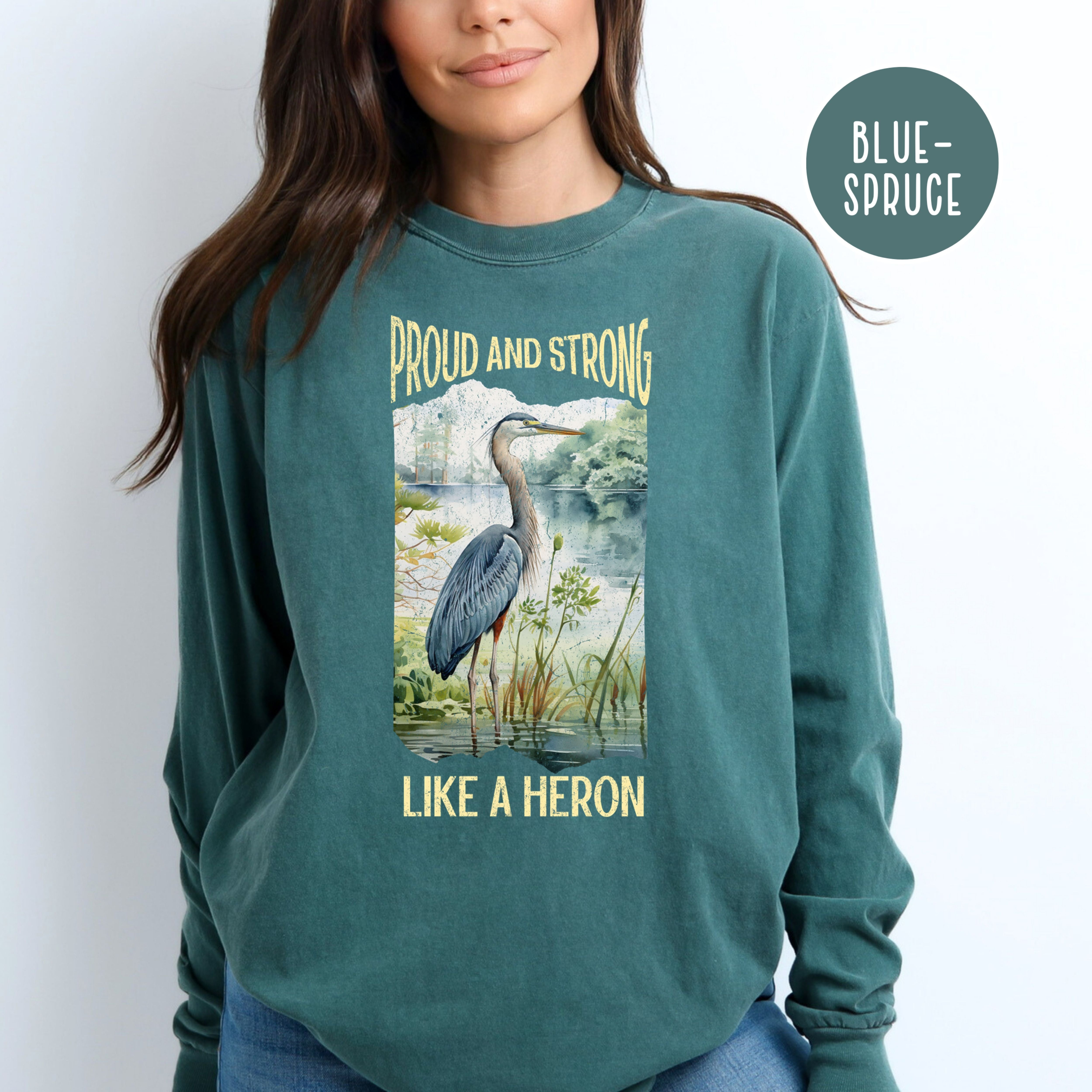 Heron Bird Grunge Comfort Colors® Long Sleeve Tee