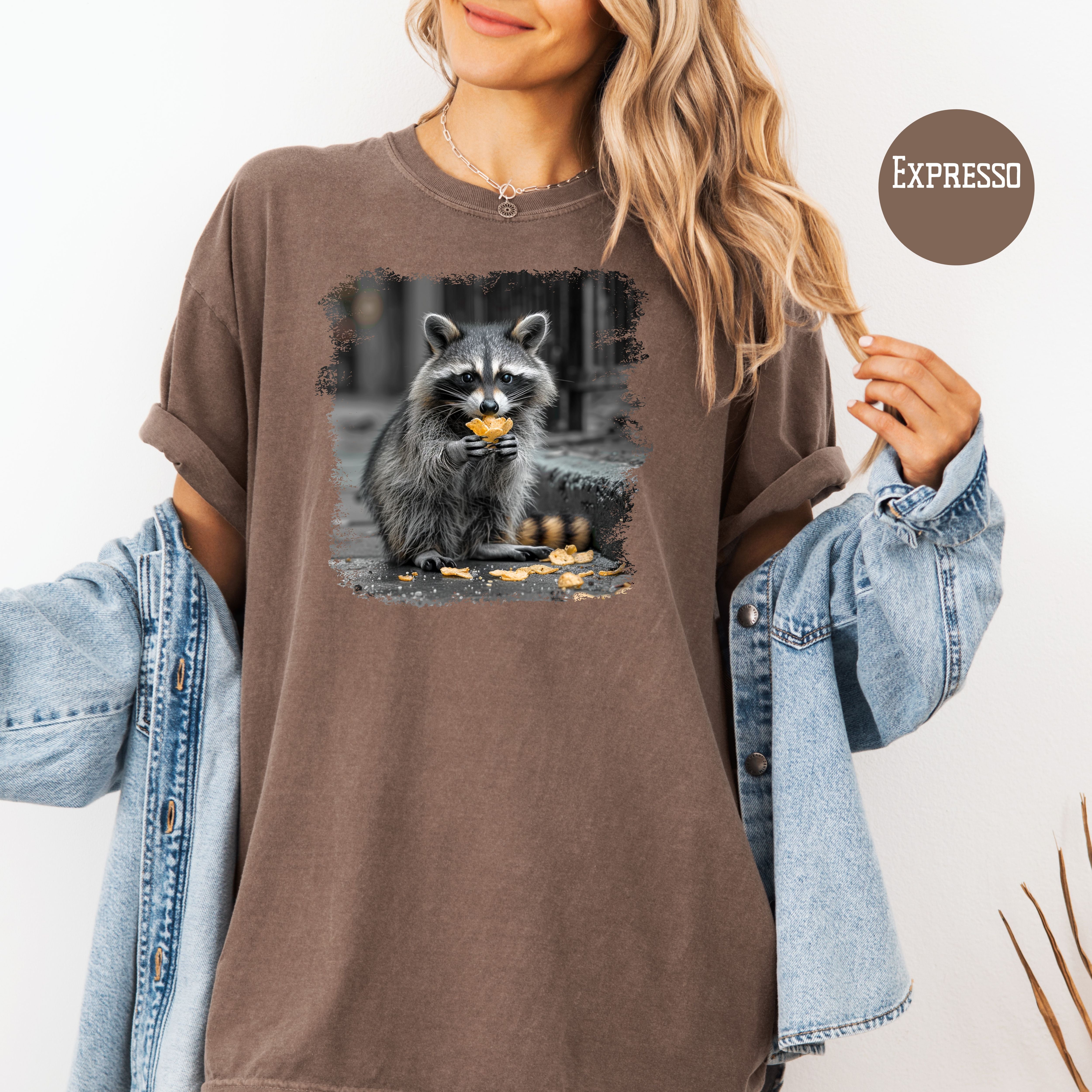 Funny Animal Meme Comfort Colors T-Shirt, Raccoon Eating Chips Shirt, Raccoon Lover Tee Shirt, Funny Animal Lover Shirt