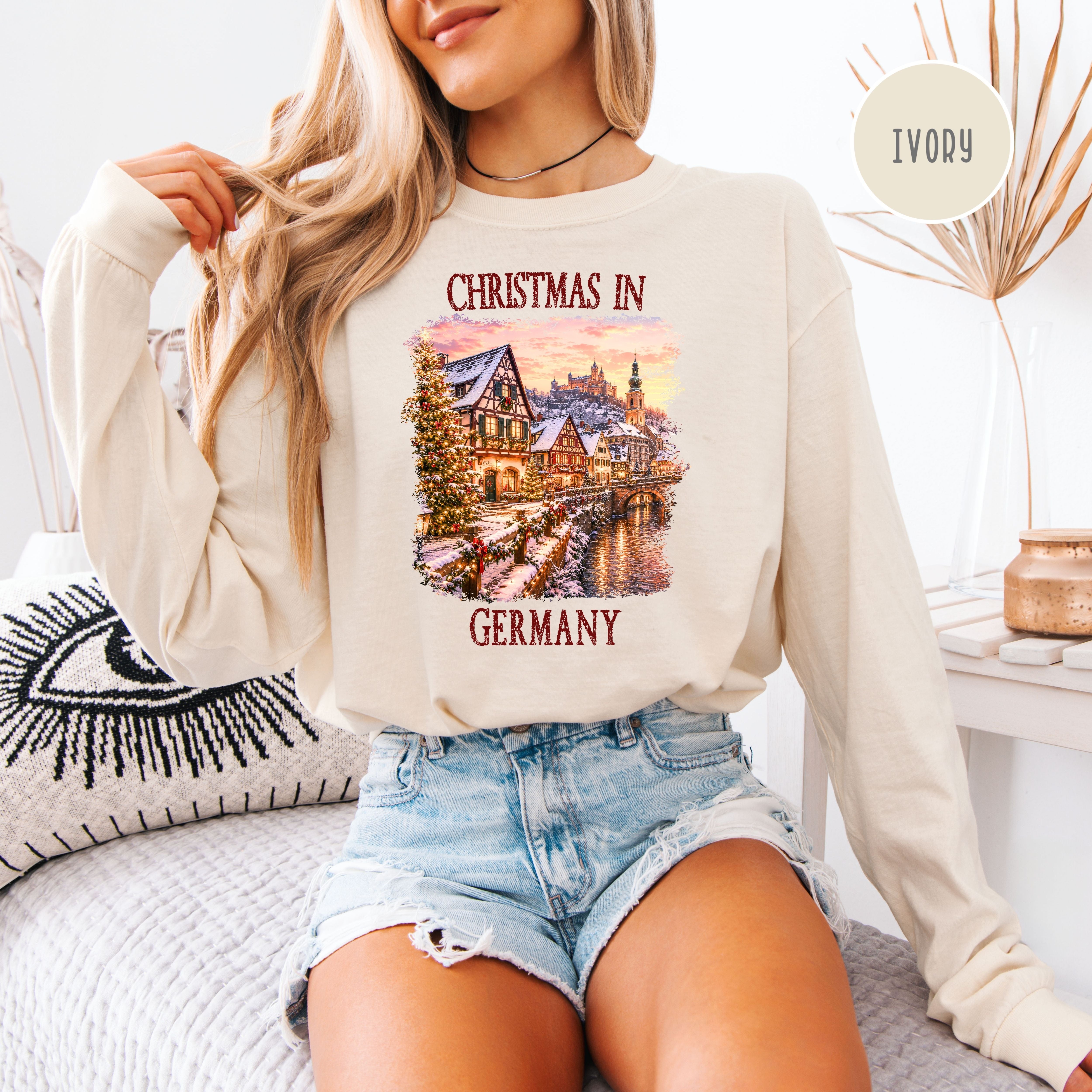 Christmas In Germany Long Sleeve Comfort Color Christmas Gift Shirt, Germany Vacation Long Sleeve T-Shirt, Germany Christmas Gift Shirt