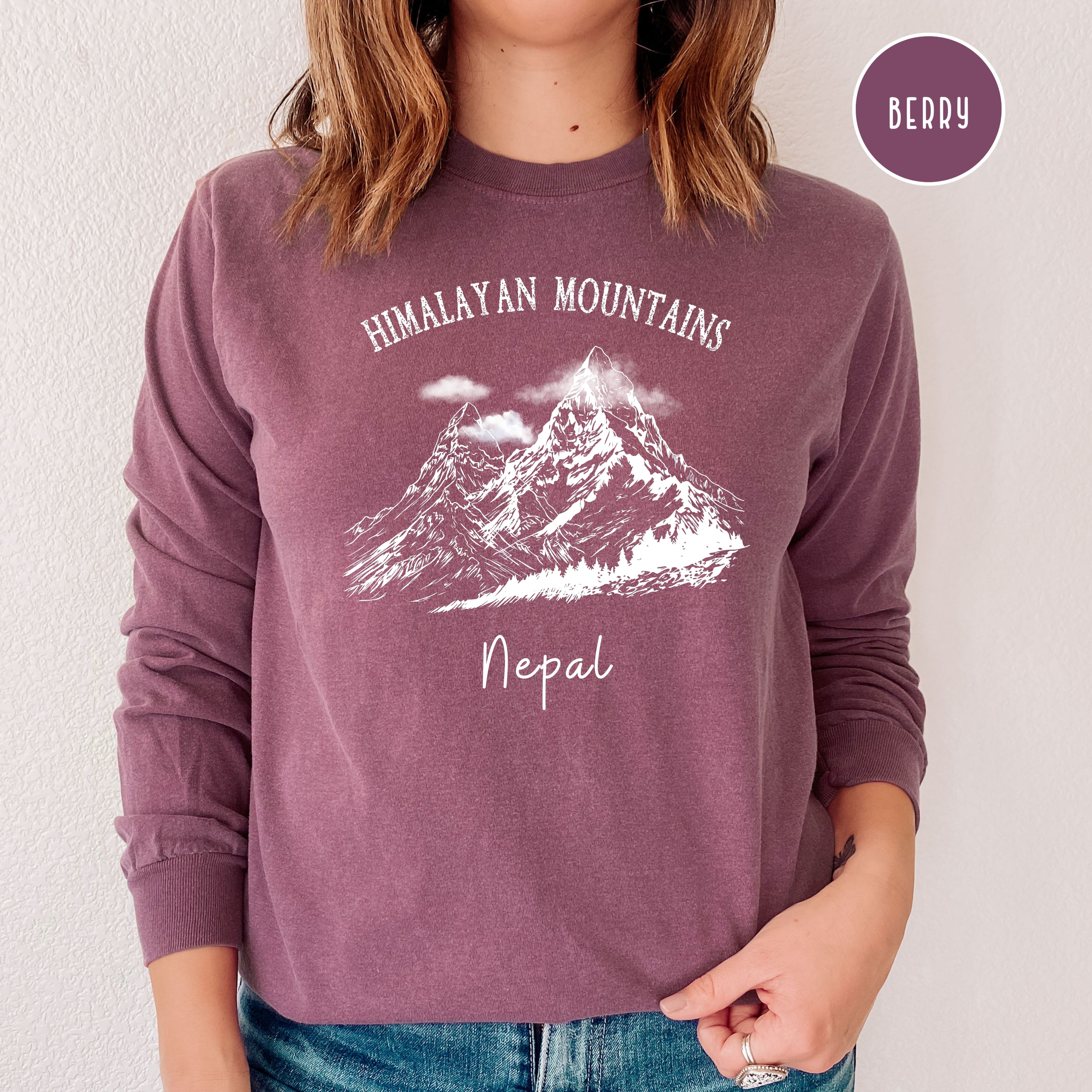 Himalayan Mountains Comfort Colors® Long Sleeve Tee