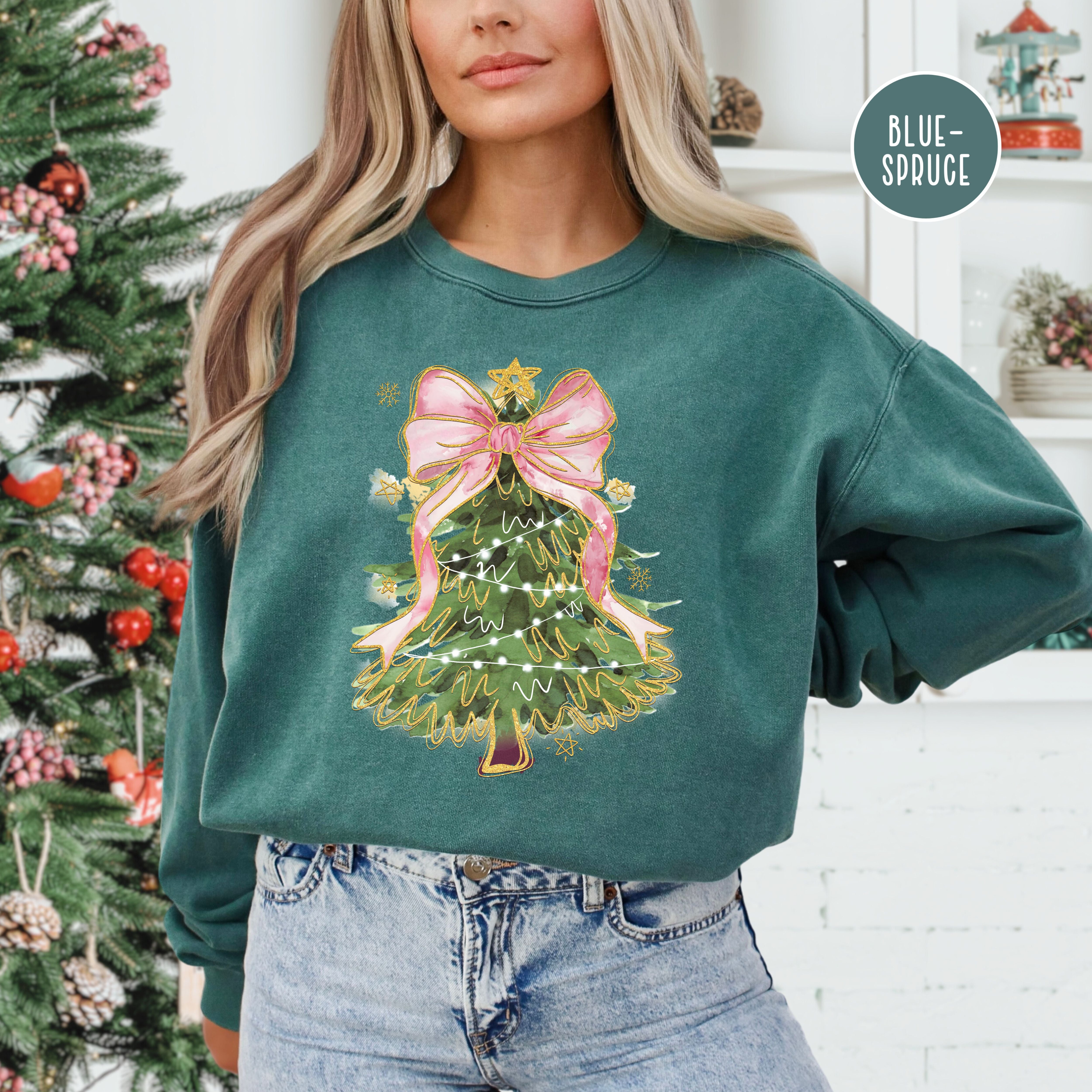 Pink Bow Christmas Tree Comfort Colors® Sweatshirt