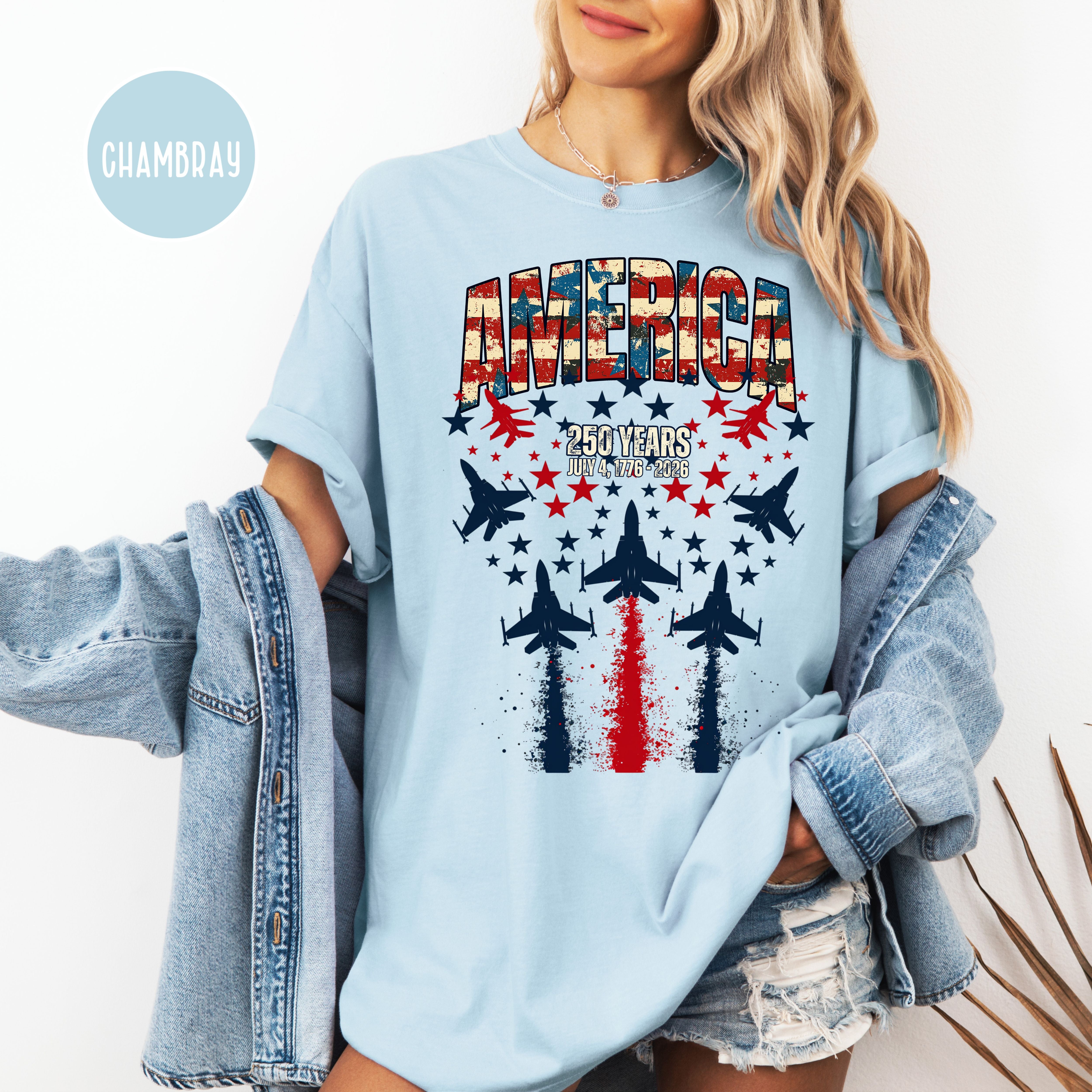 America Patriotic Unisex Comfort Colors 4th of July  250 Year Anniversary Gift Tee