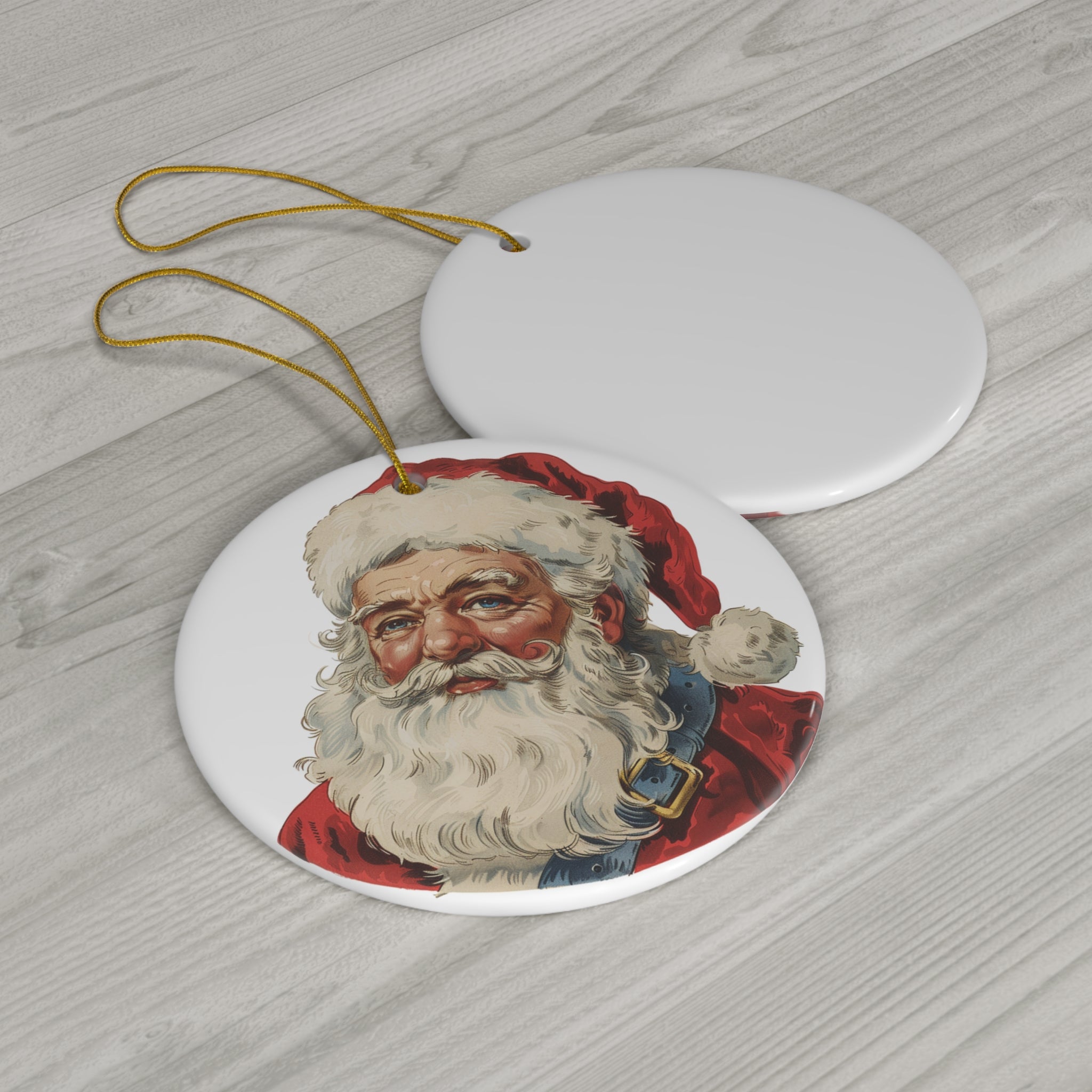 Vintage Santa Claus Ceramic Christmas Ornament Gift