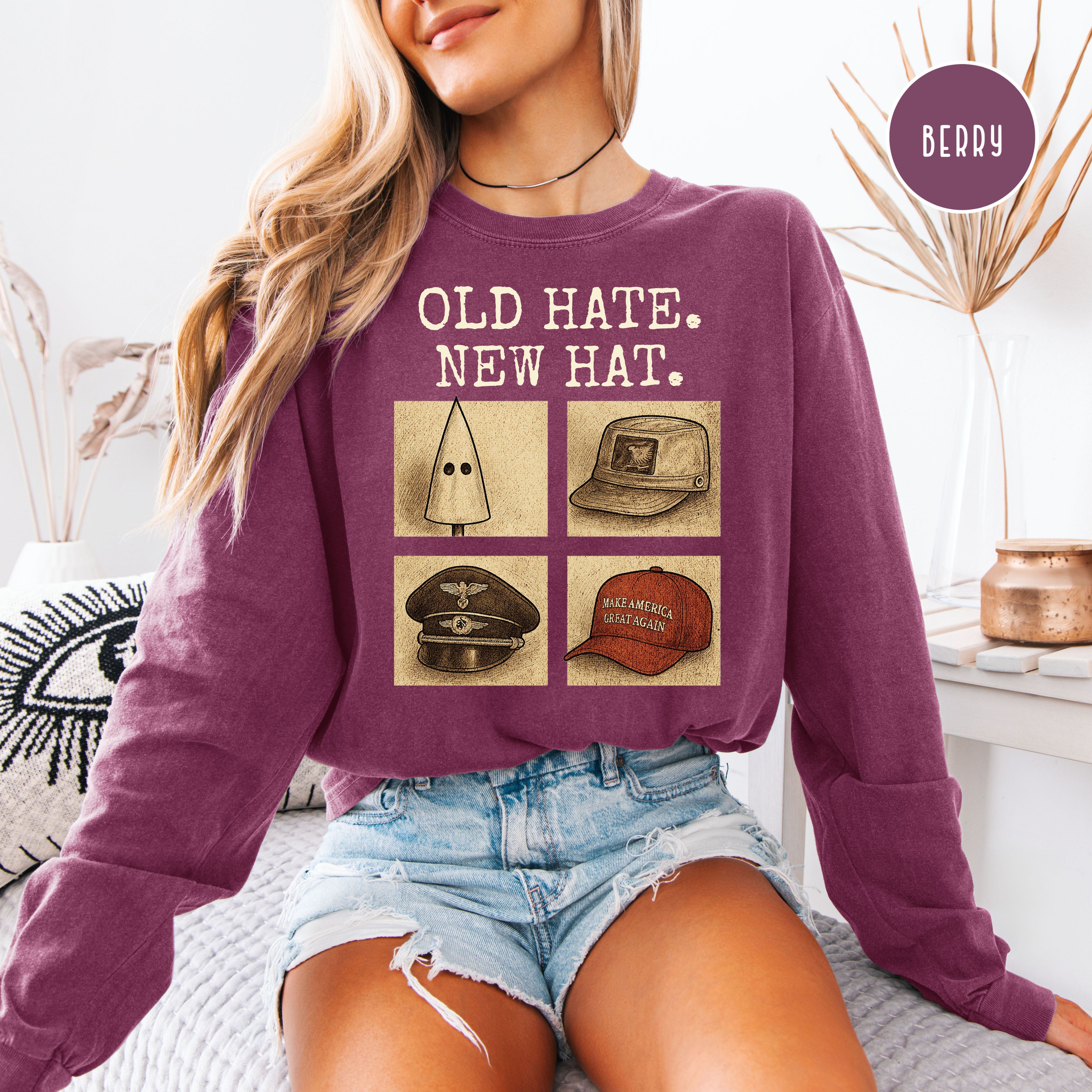 Same Shit Different Hat Shirt, Old Hate New Hat Long Sleeve Comfort Colors Anti-Trump Protest Tee