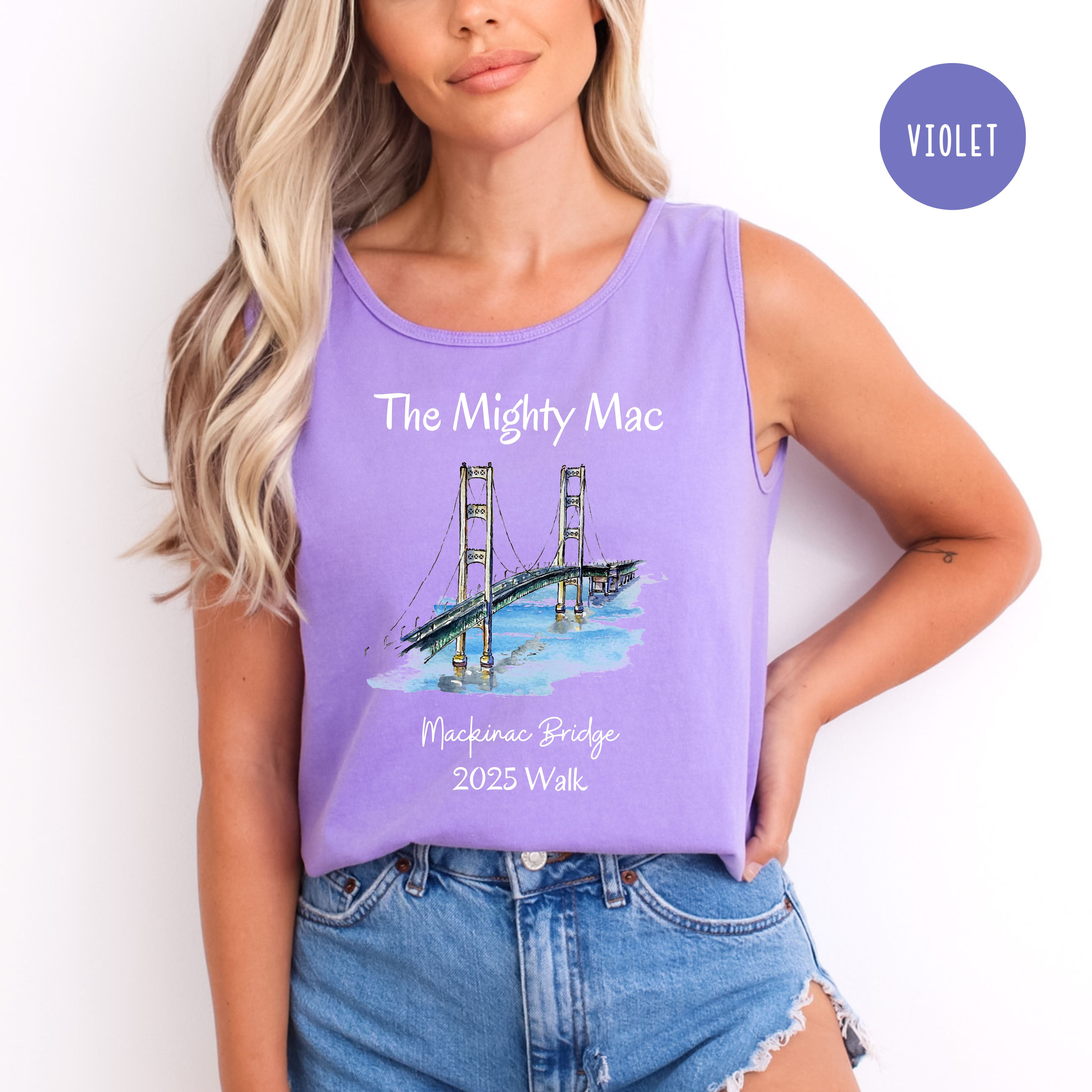 The Mackinac Bridge Labor Day Walk 2025 Comfort Color Adult Unisex Tank Top
