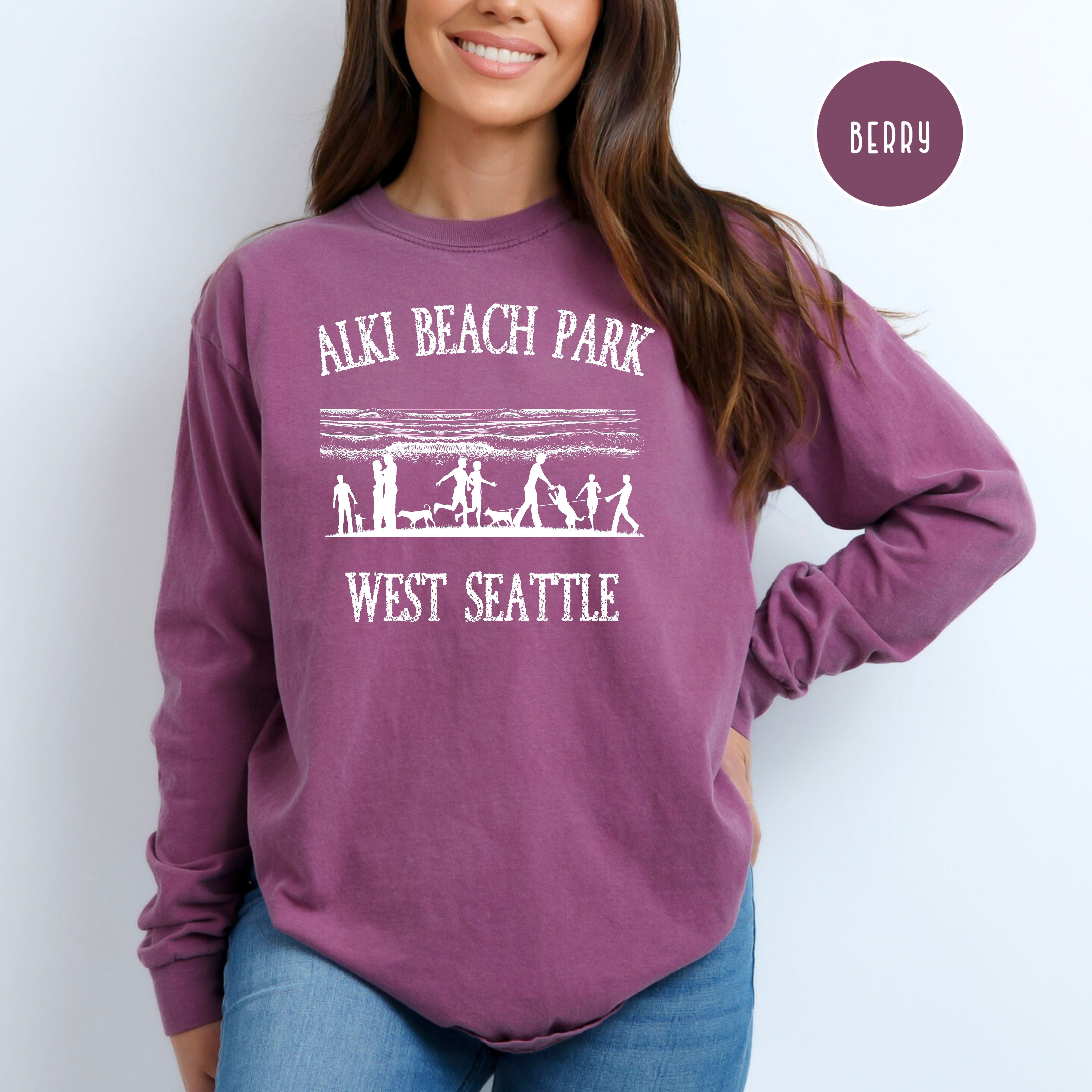 Alki Beach Park Seattle Unisex Comfort Colors Long Sleeve Tee
