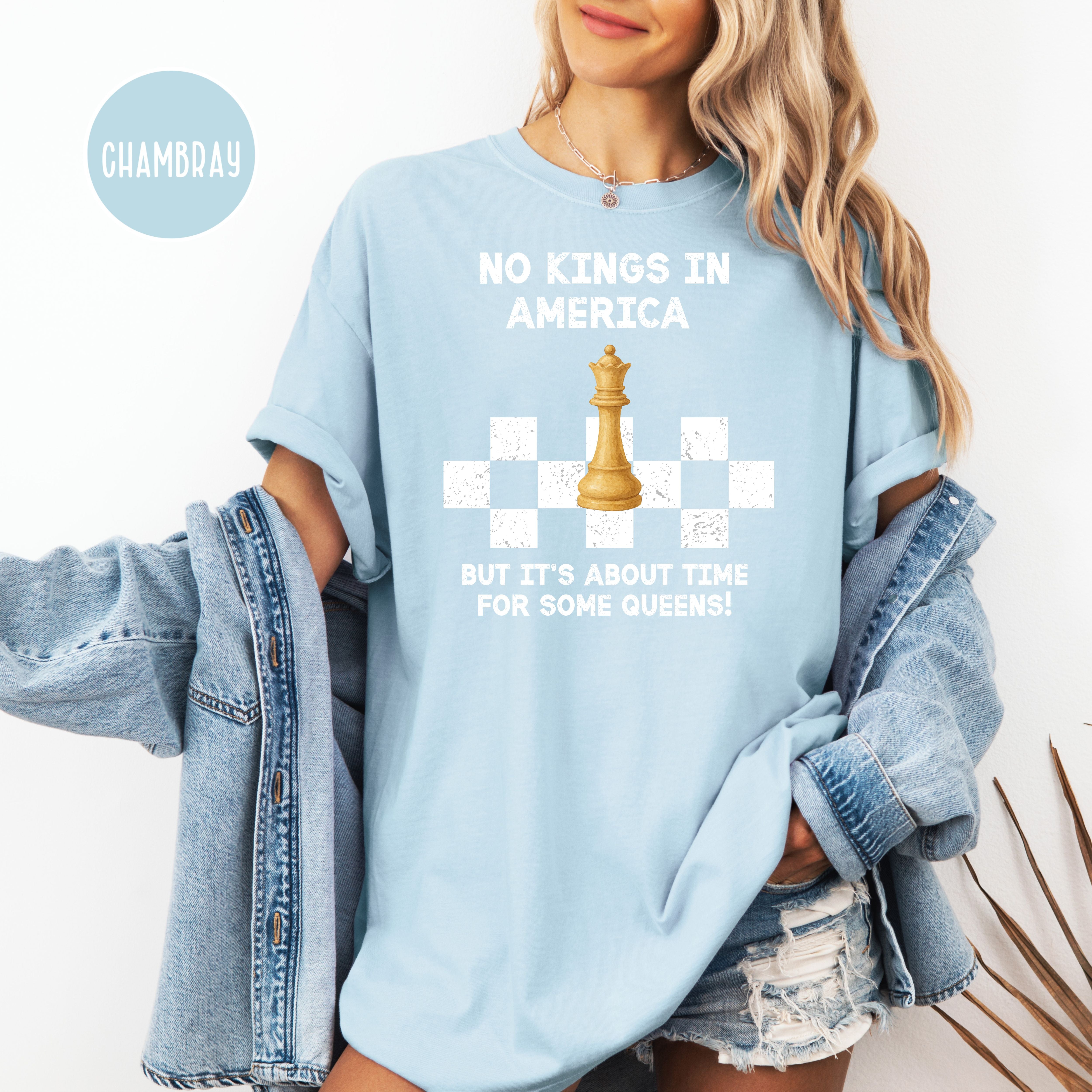 Chess Lover No Kings in America Anti-Trump Protest Comfort Colors Tee