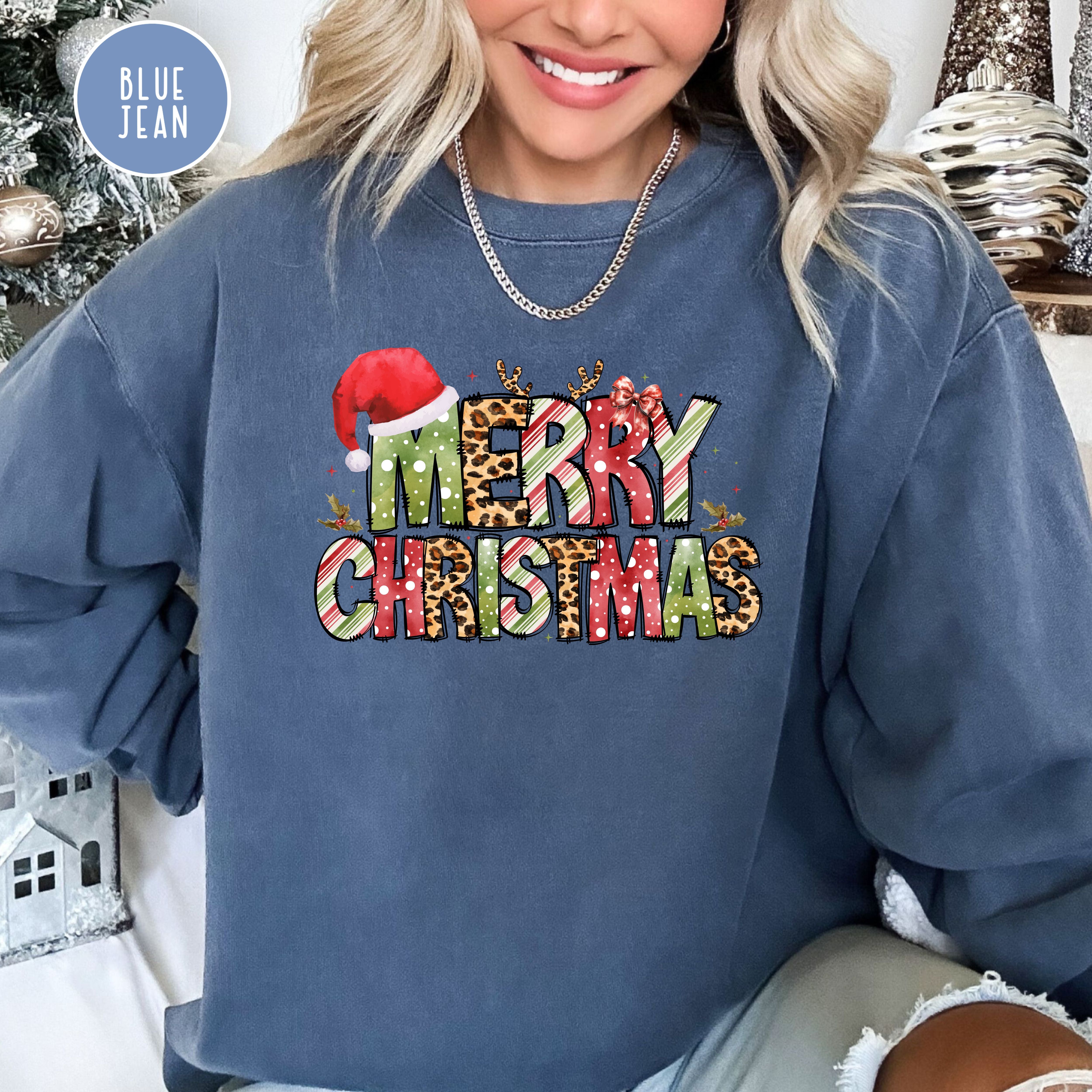 Cheerful Merry Christmas Comfort Colors® Sweatshirt