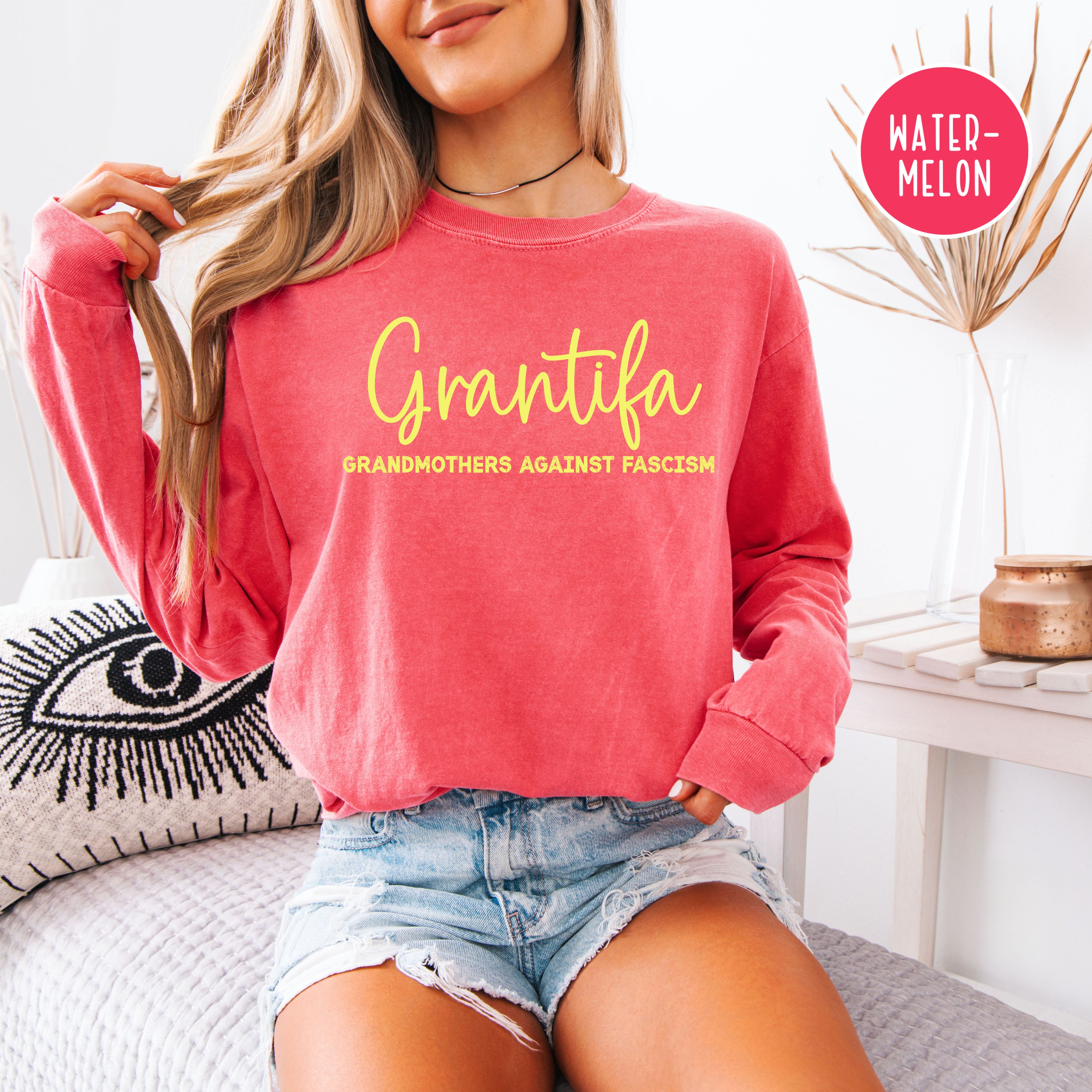 Grantifa Grandmothers Against Fascism Long Sleeve Comfort Colors Tee