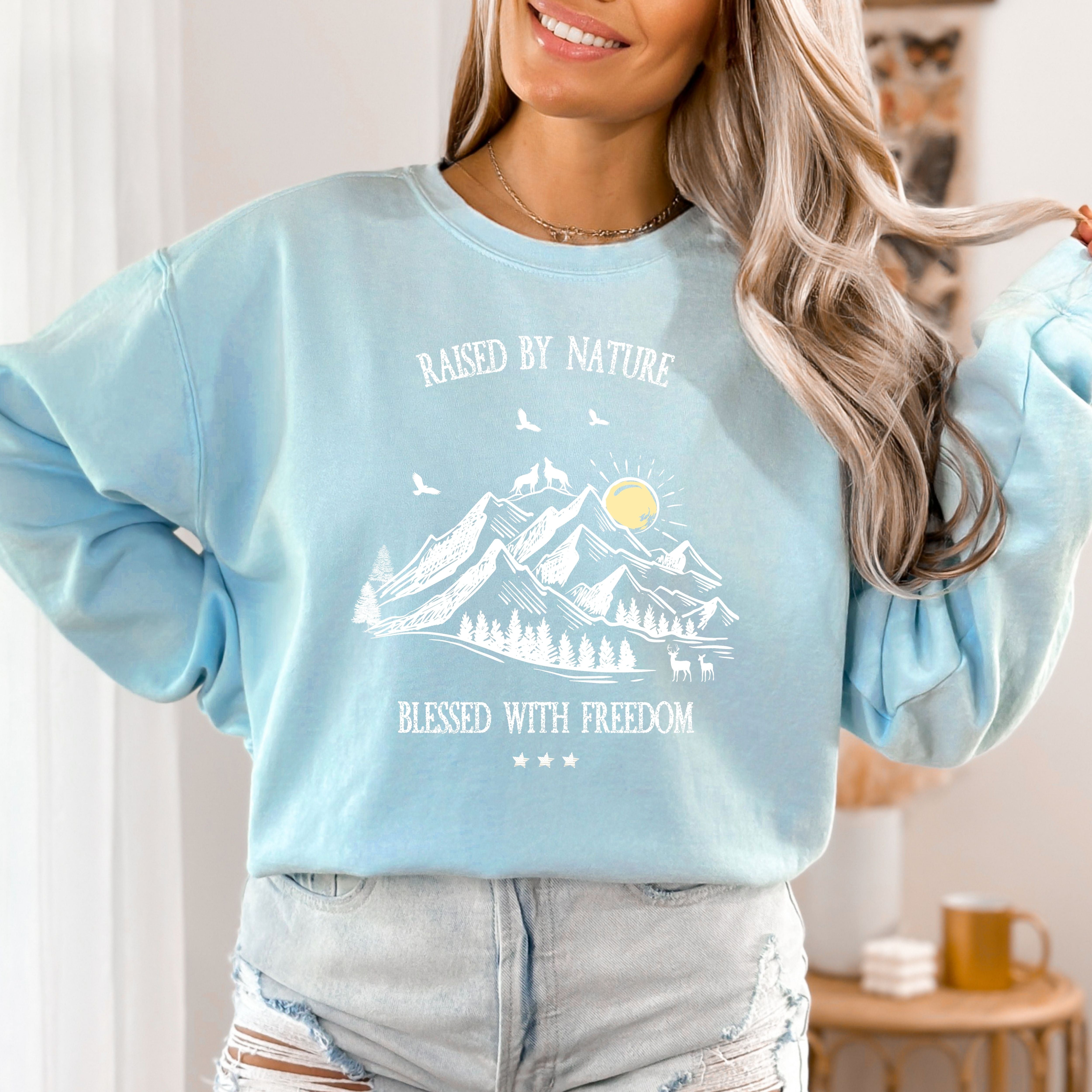 Raised By Nature Blessed with Freedom Comfort Colors® Sweatshirt