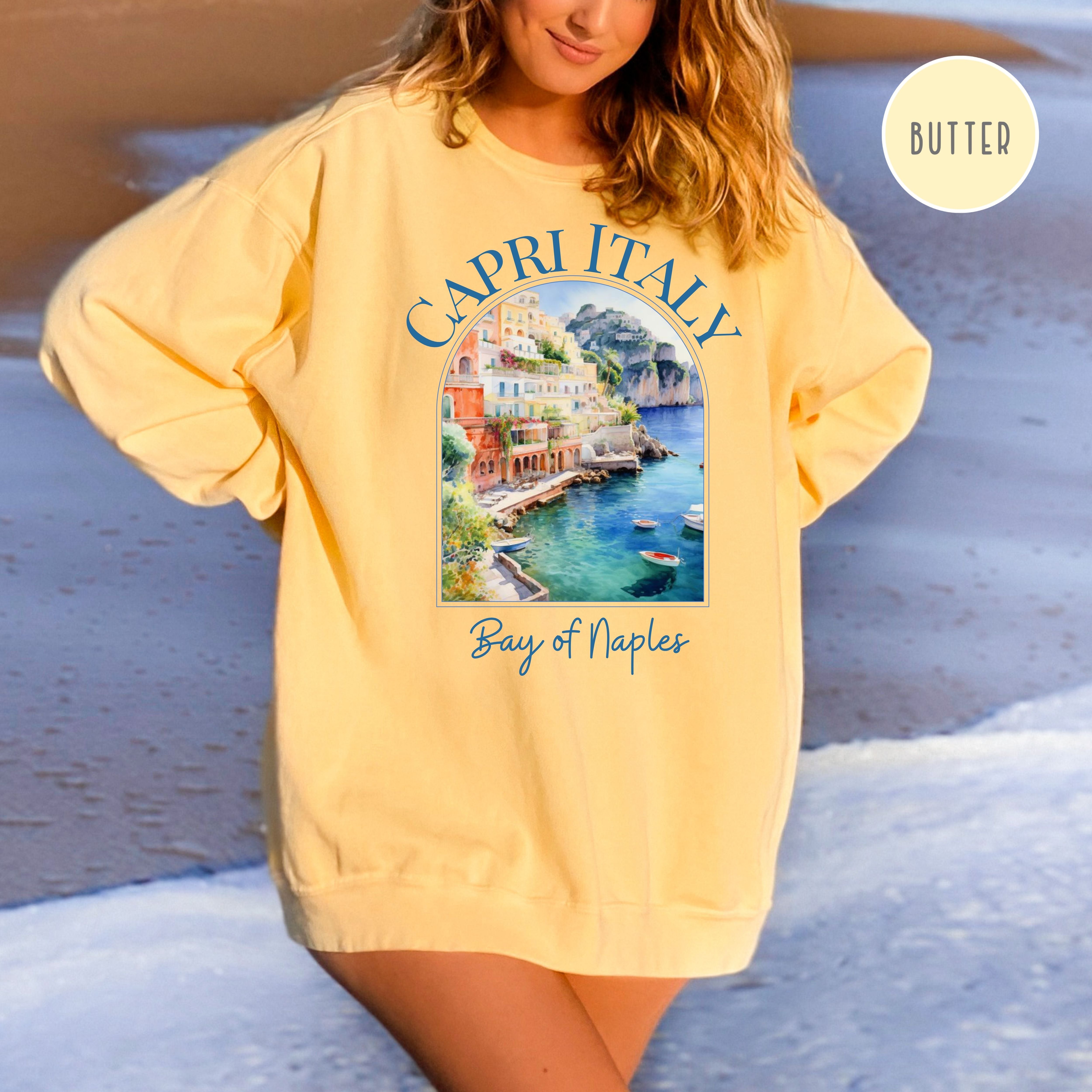 Capri Italy Comfort Colors Sweatshirt Gift, Bay of Naples Beach Sweater