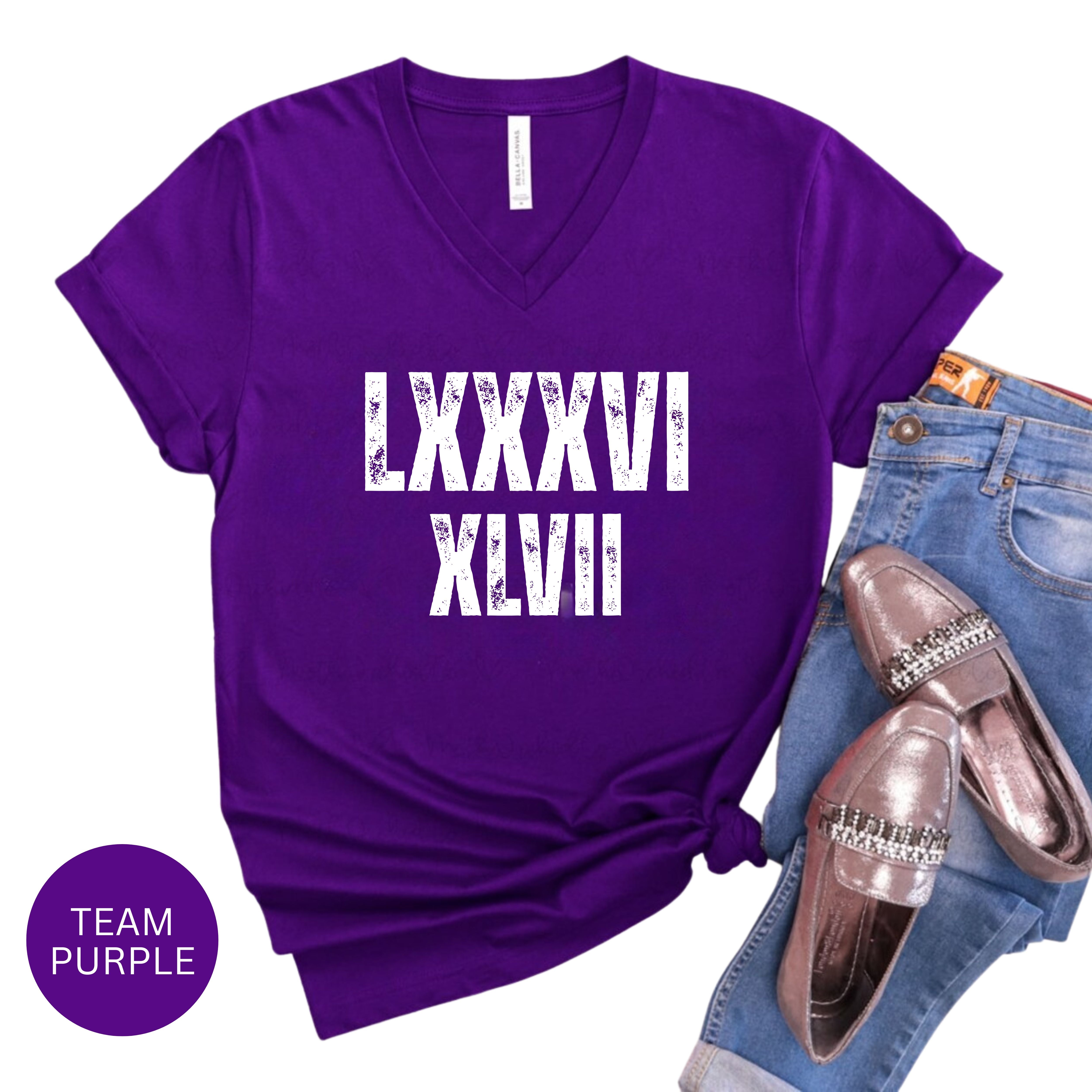 Subtle Anti-Trump 8647 in Roman Numerals Bella Canvas V-Neck Tee