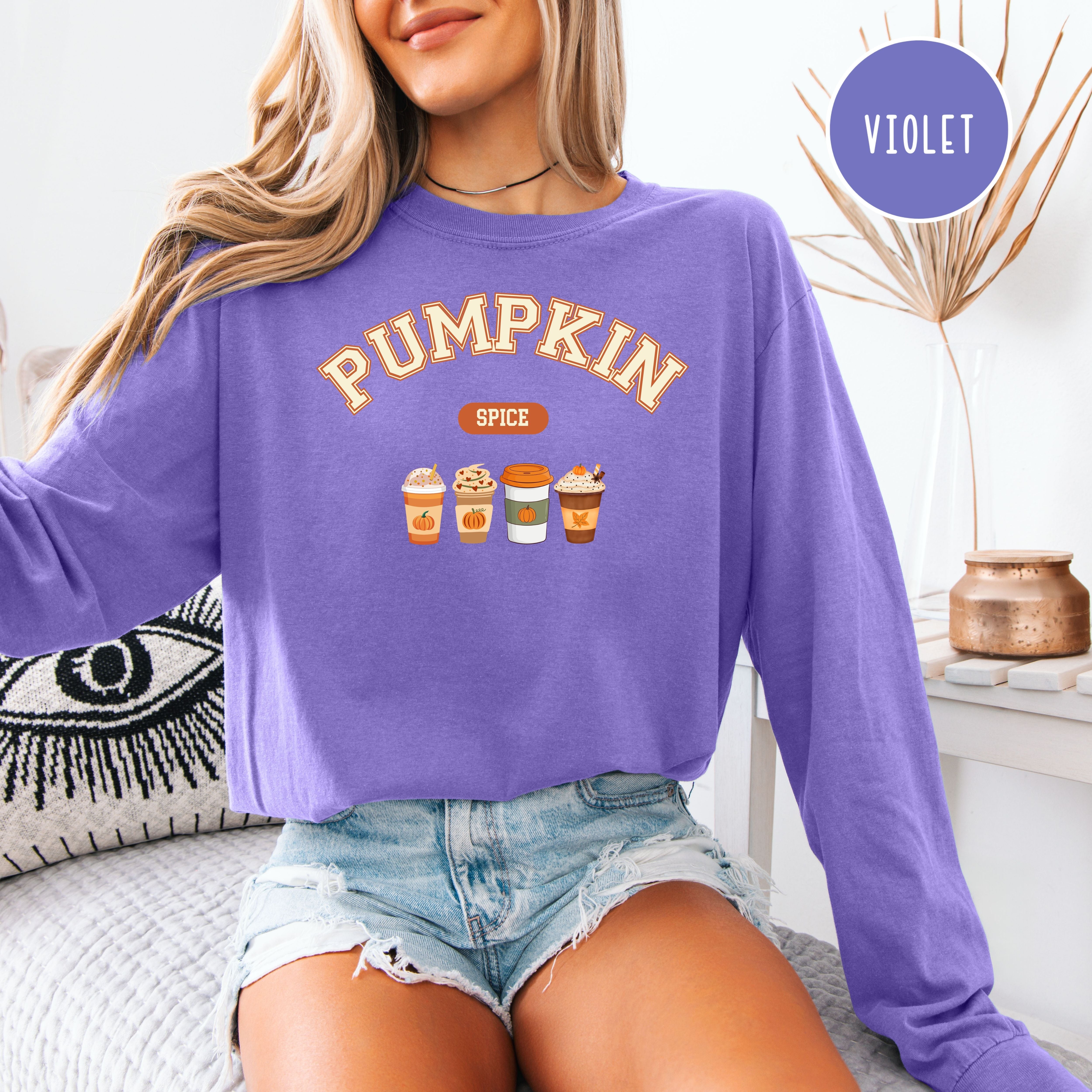 Pumpkin Spice Long Sleeve Comfort Colors Autumn Tee