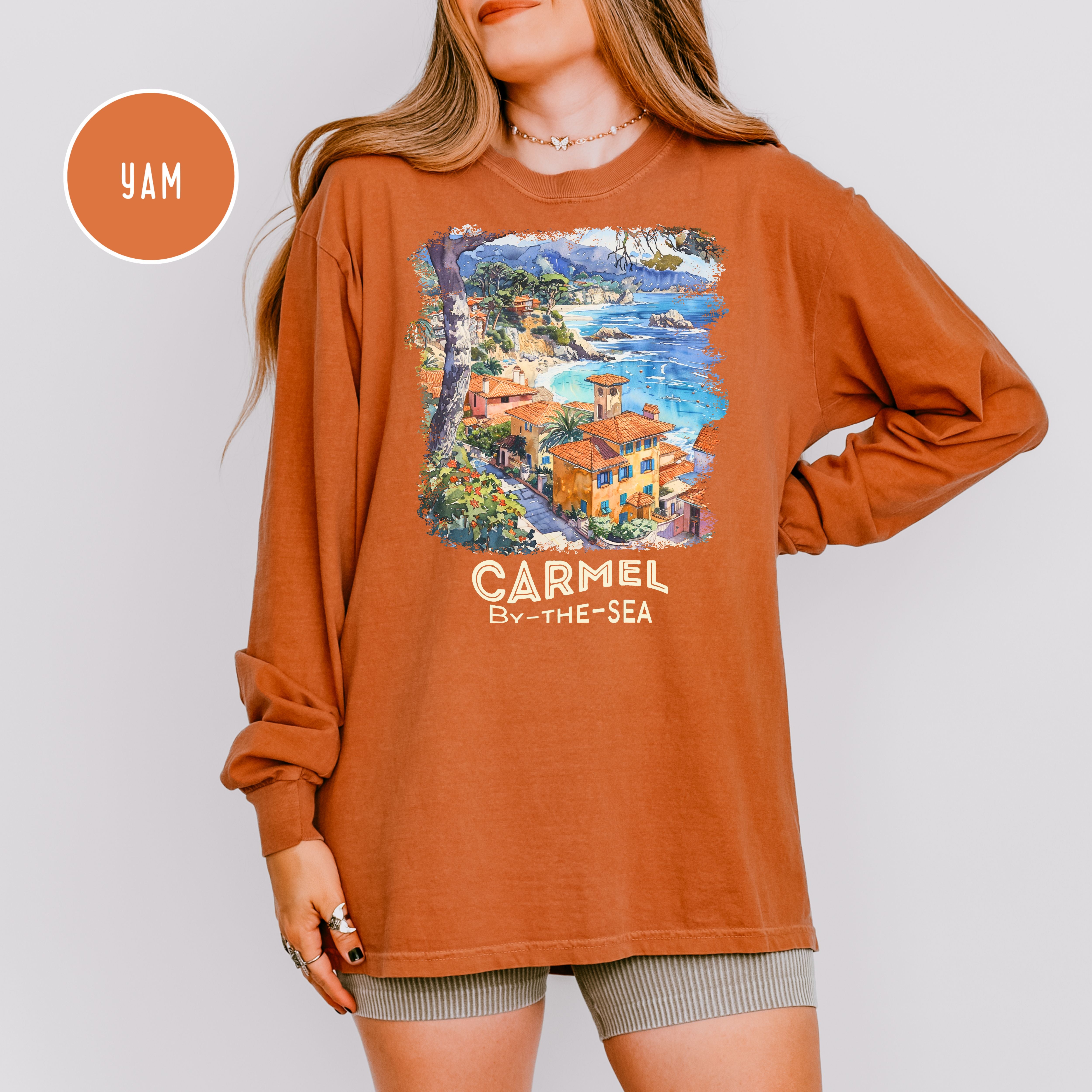 Carmel By The Sea Unisex Long Sleeve Comfort Colors T-Shirt, Monterey Carmel Vacation Shirt