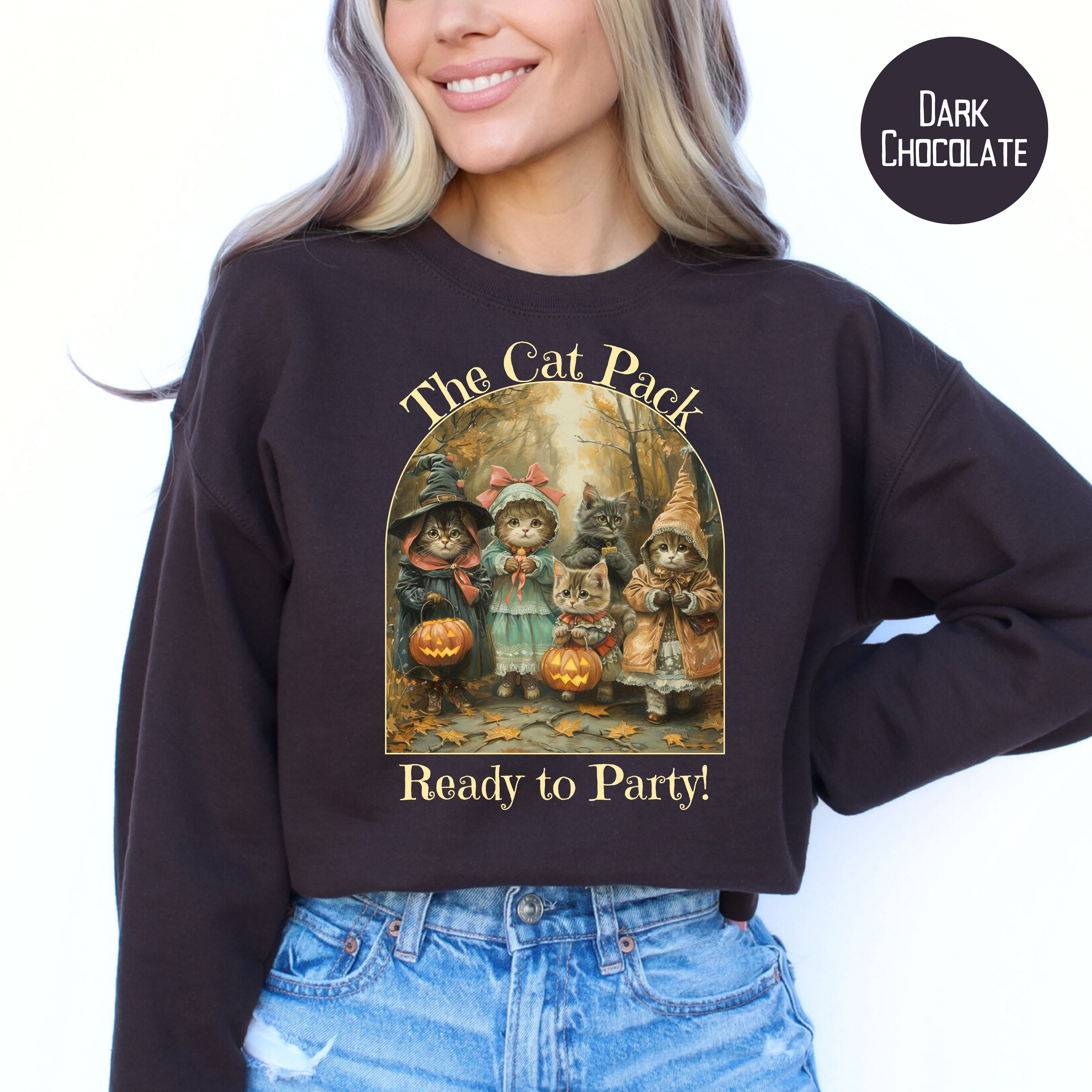 The Cat Pack Cats Dressed for Halloween Sweatshirt