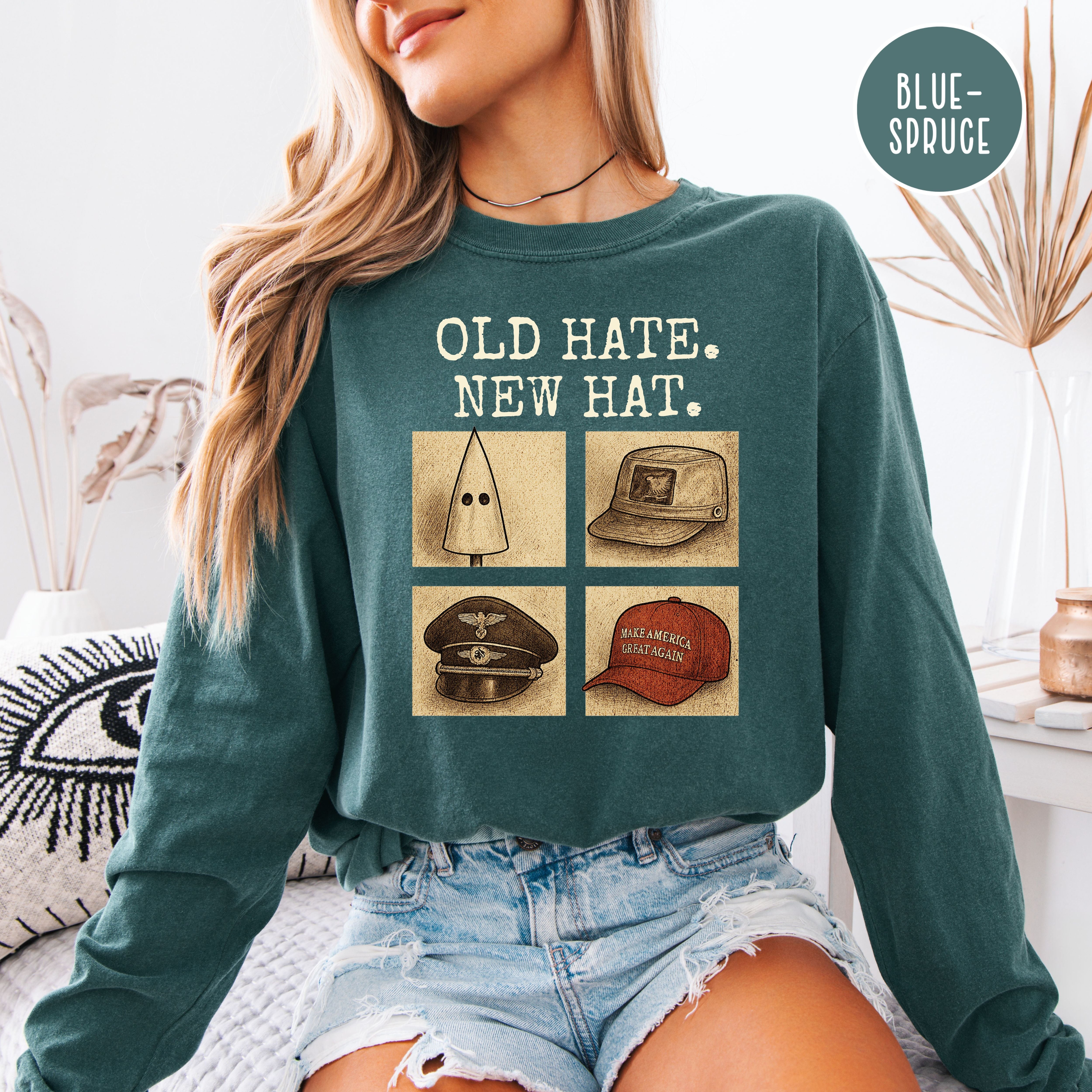 Same Shit Different Hat Shirt, Old Hate New Hat Long Sleeve Comfort Colors Anti-Trump Protest Tee