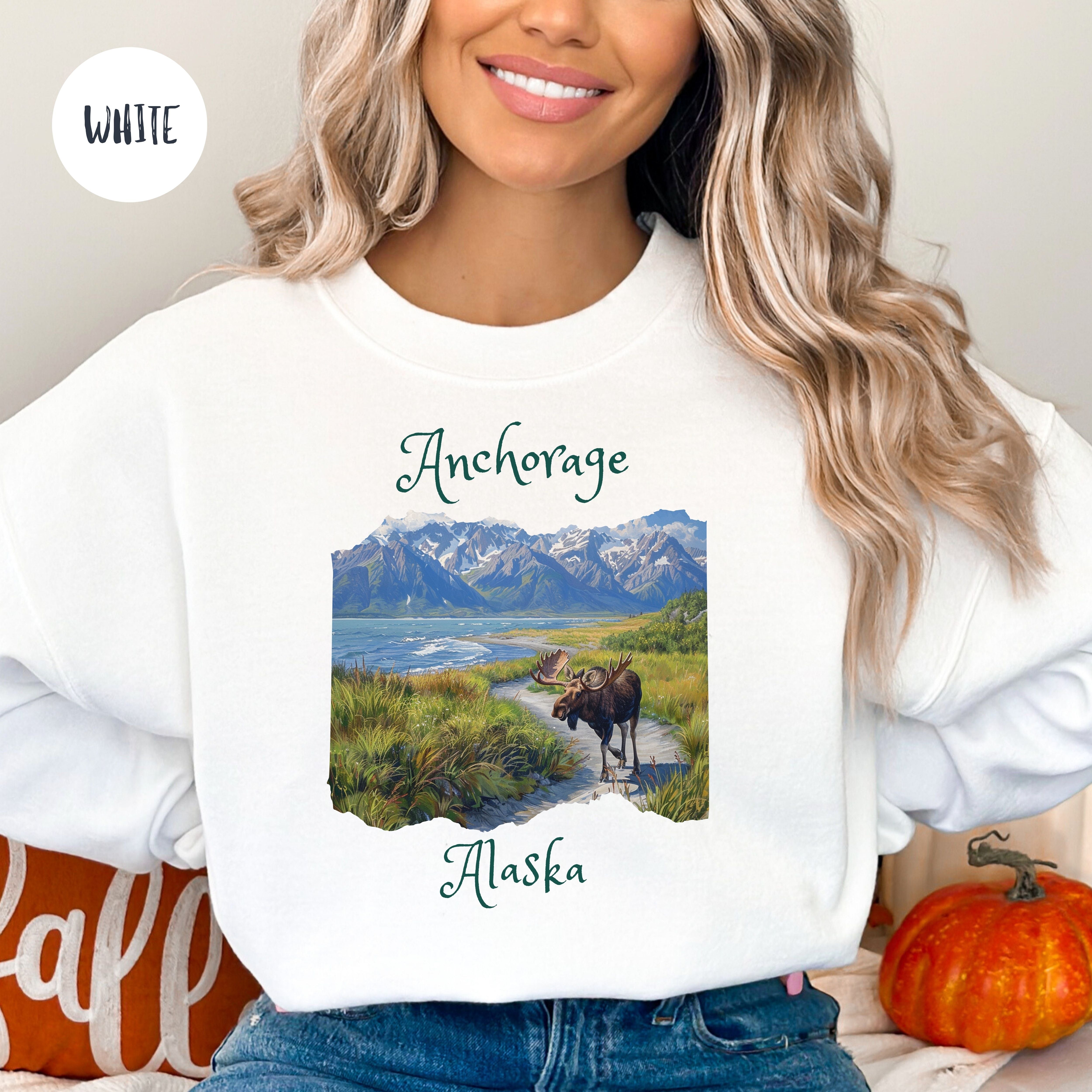 Anchorage Alaska Moose at Tony Knowles Coastal Trail Sweatshirt