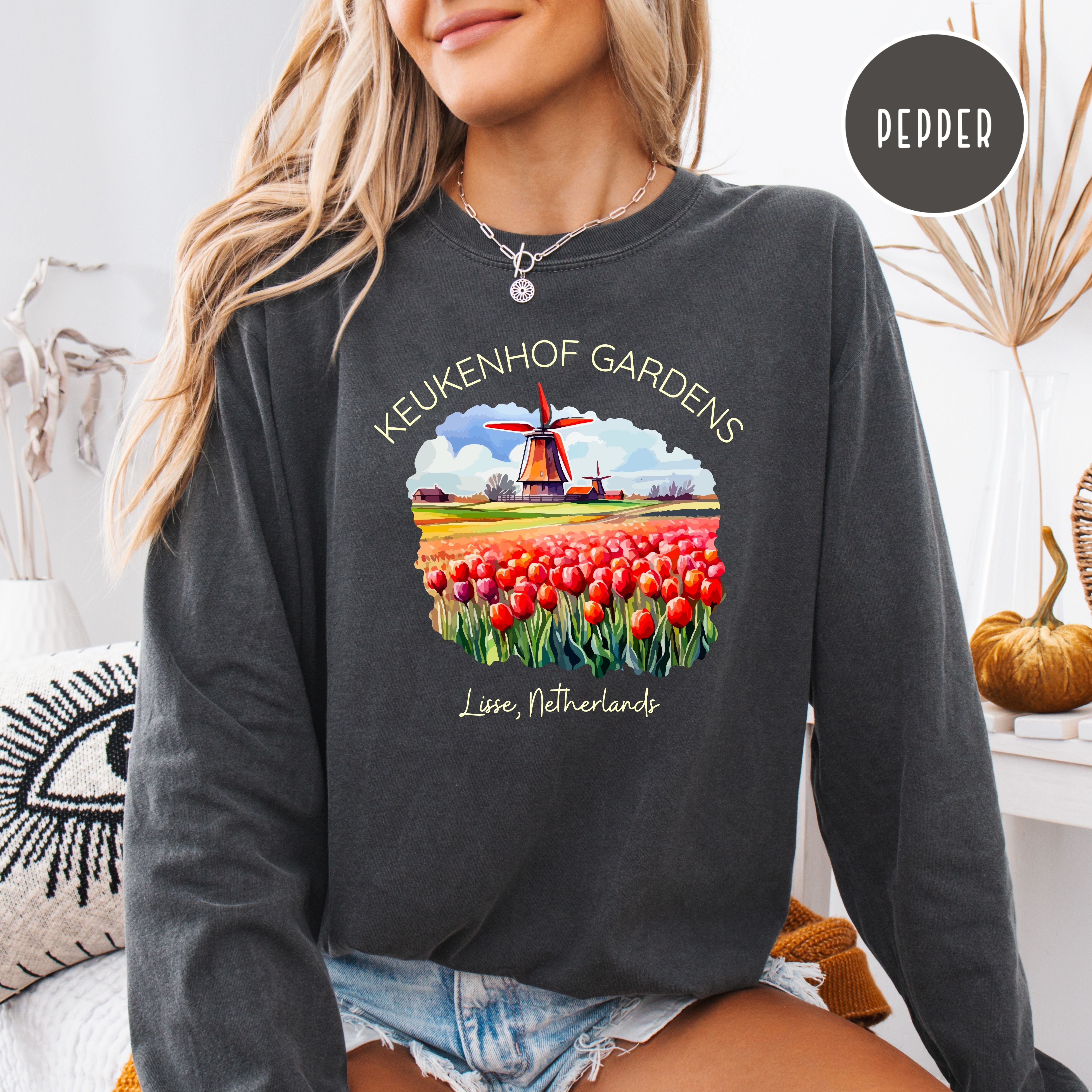 Lisse Netherlands Comfort Colors Long Sleeve Tee Shirt Gift, Gardens of Netherlands, Keukenhof Gardens, Lisse Netherlands Vacation Gift
