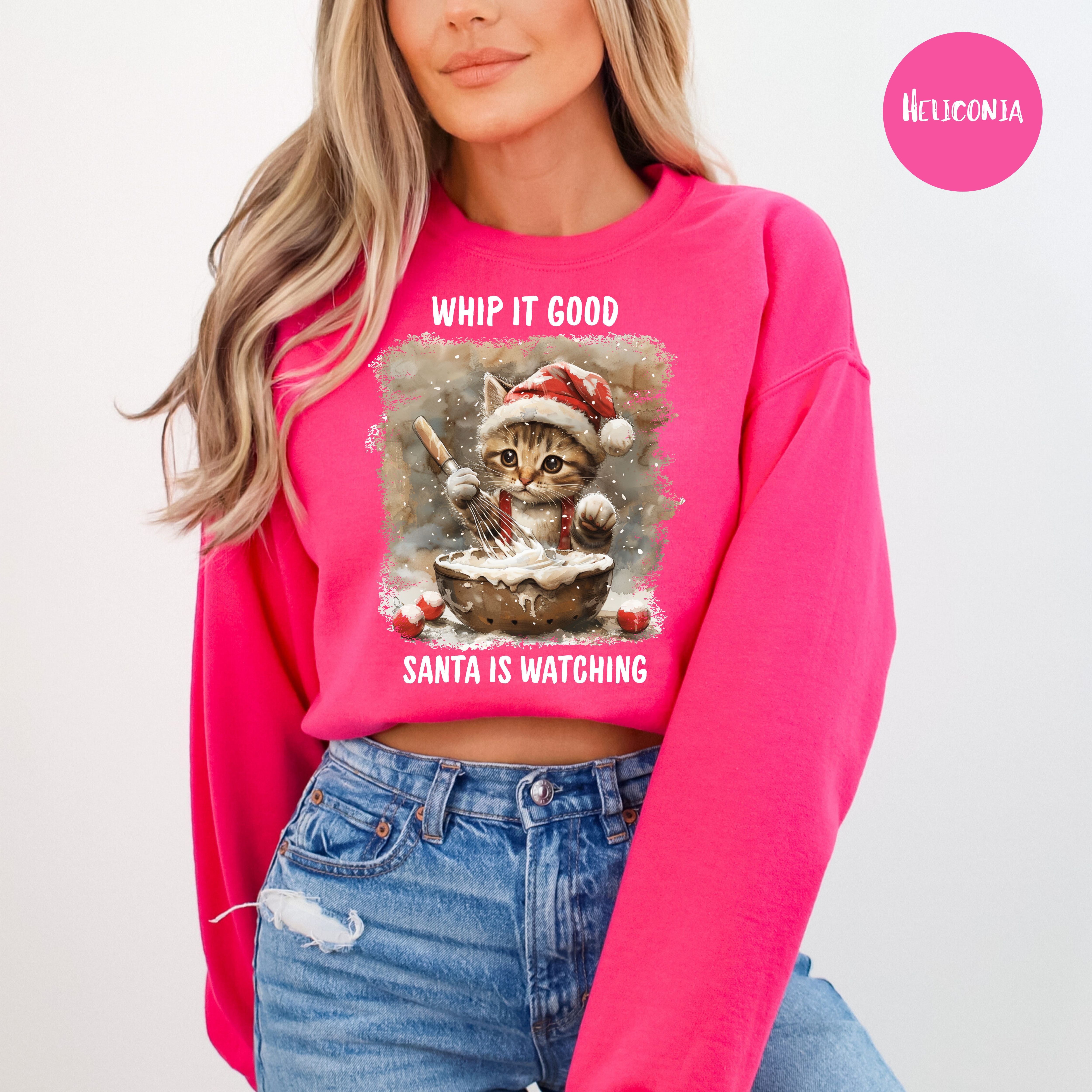 Cute Cat Whip It Good Christmas Baking Sweatshirt